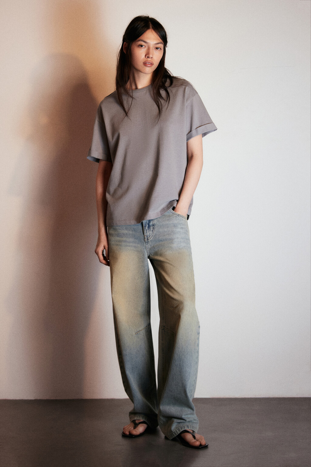 Футболка TLOOSE свободная хлопковая - цвет серый - 5