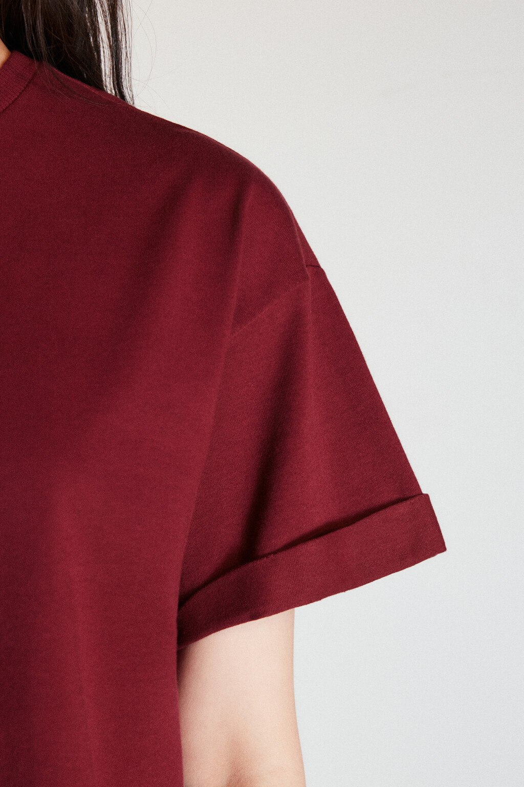 Футболка TLOOSE свободная хлопковая - цвет бордовый - 6