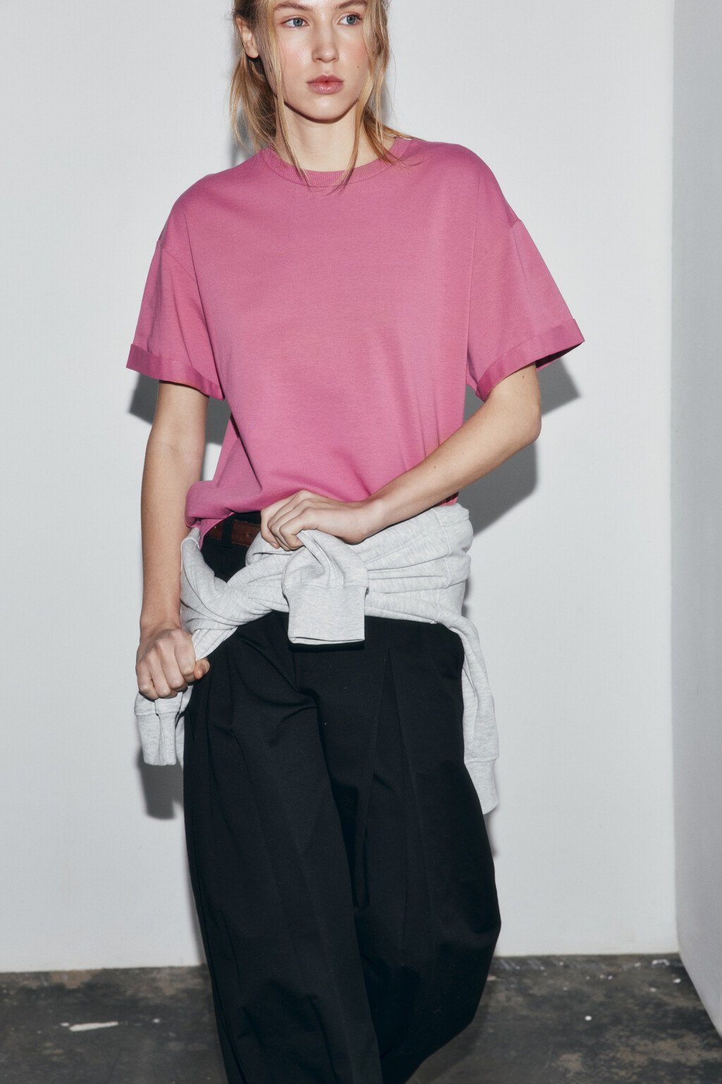 Футболка свободная хлопковая - цвет розовый - 1