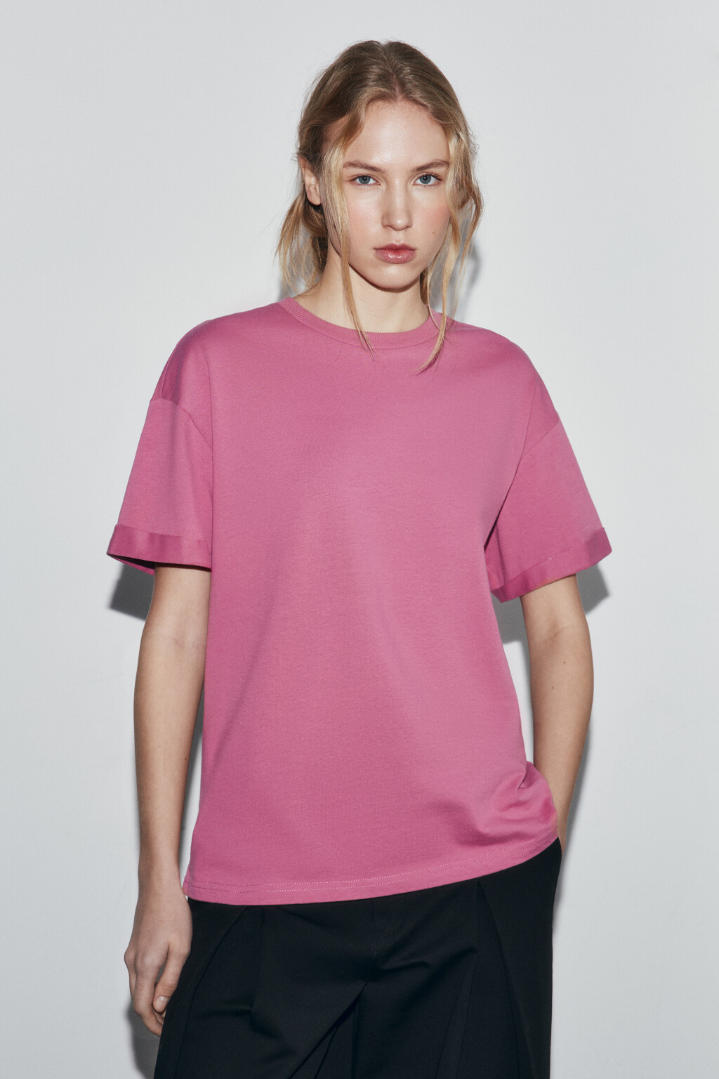 Футболка свободная хлопковая - цвет розовый - 3