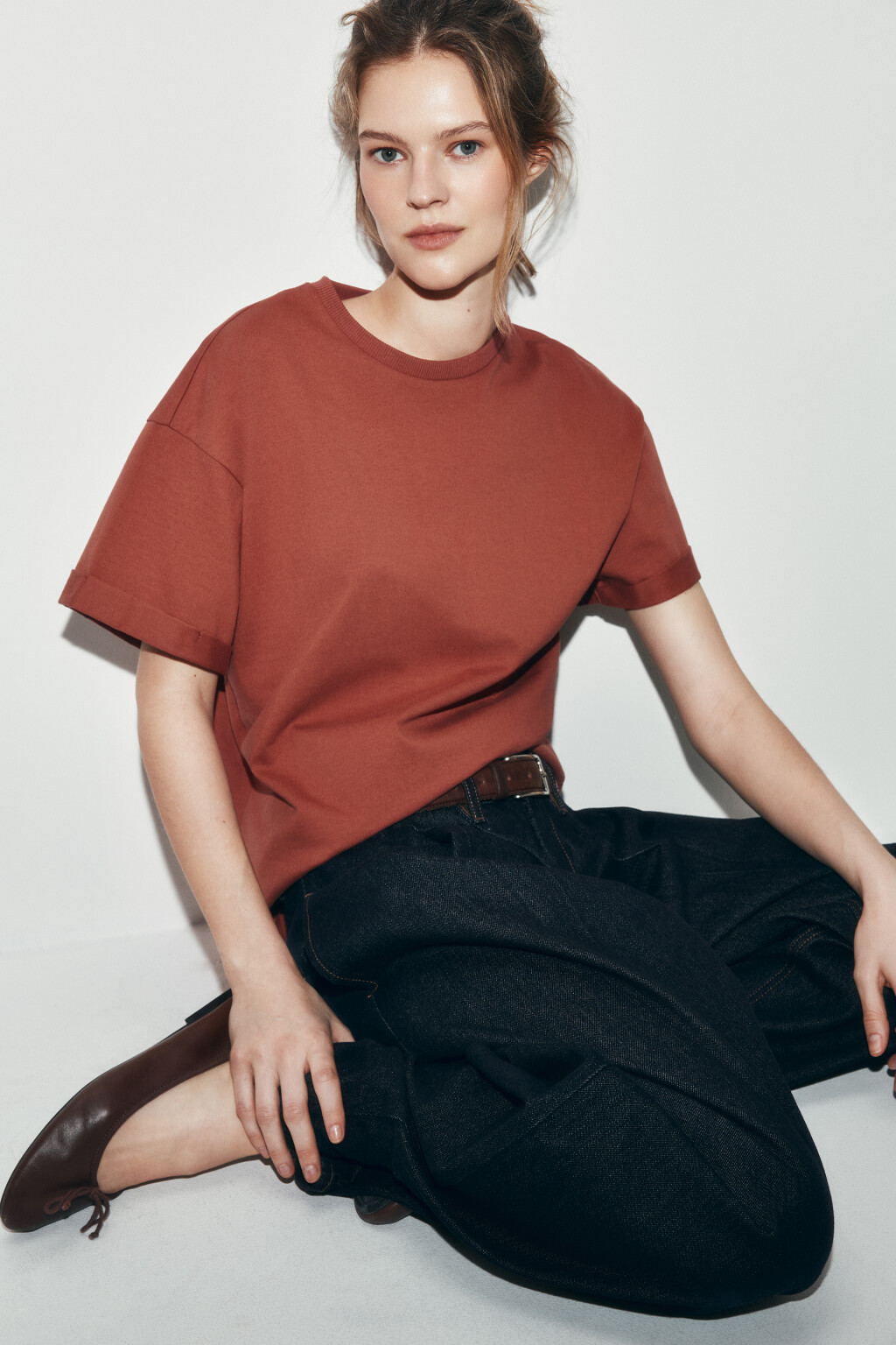 Футболка свободная хлопковая - цвет красный - 1