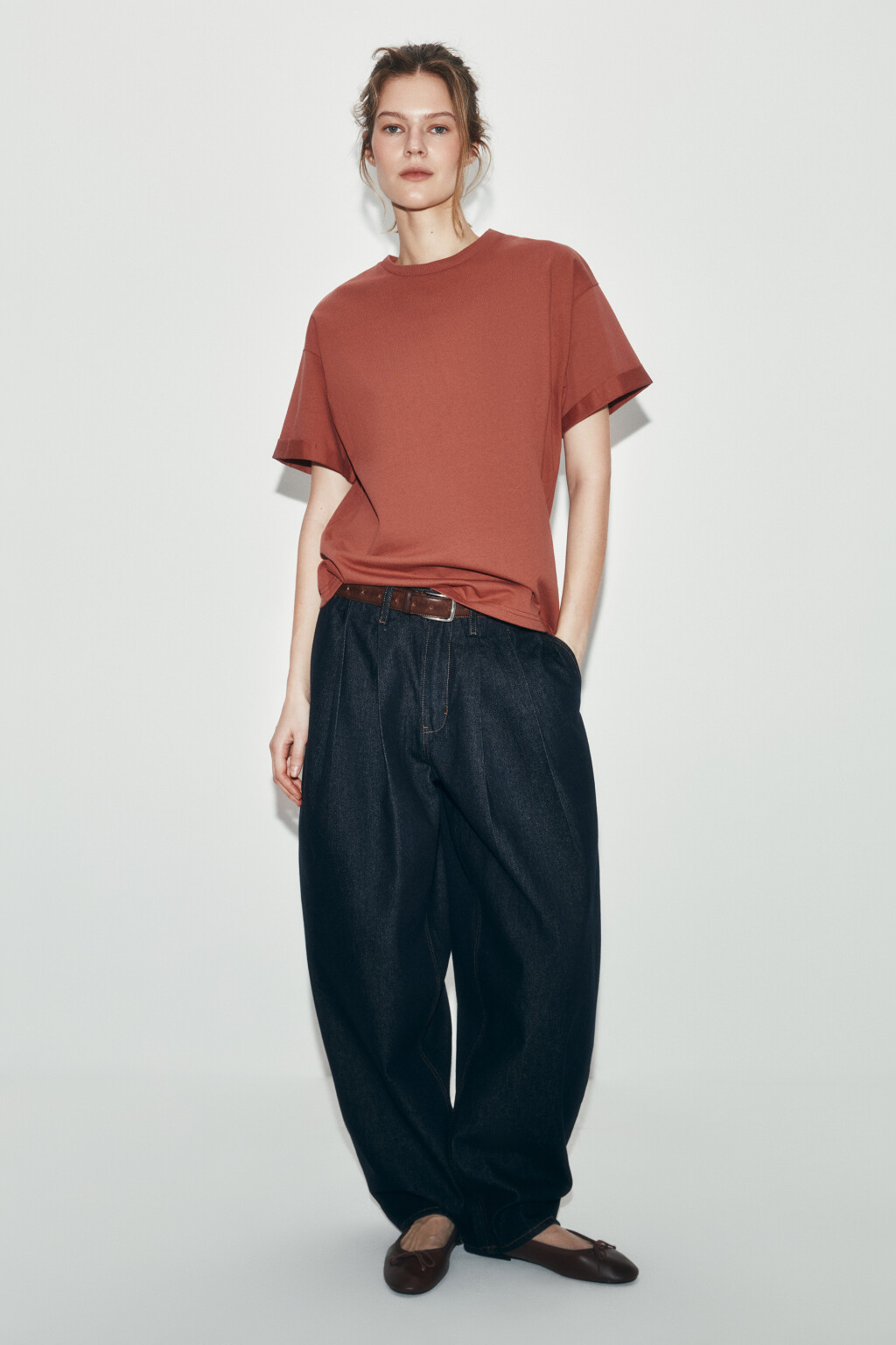 Футболка свободная хлопковая - цвет красный - 4