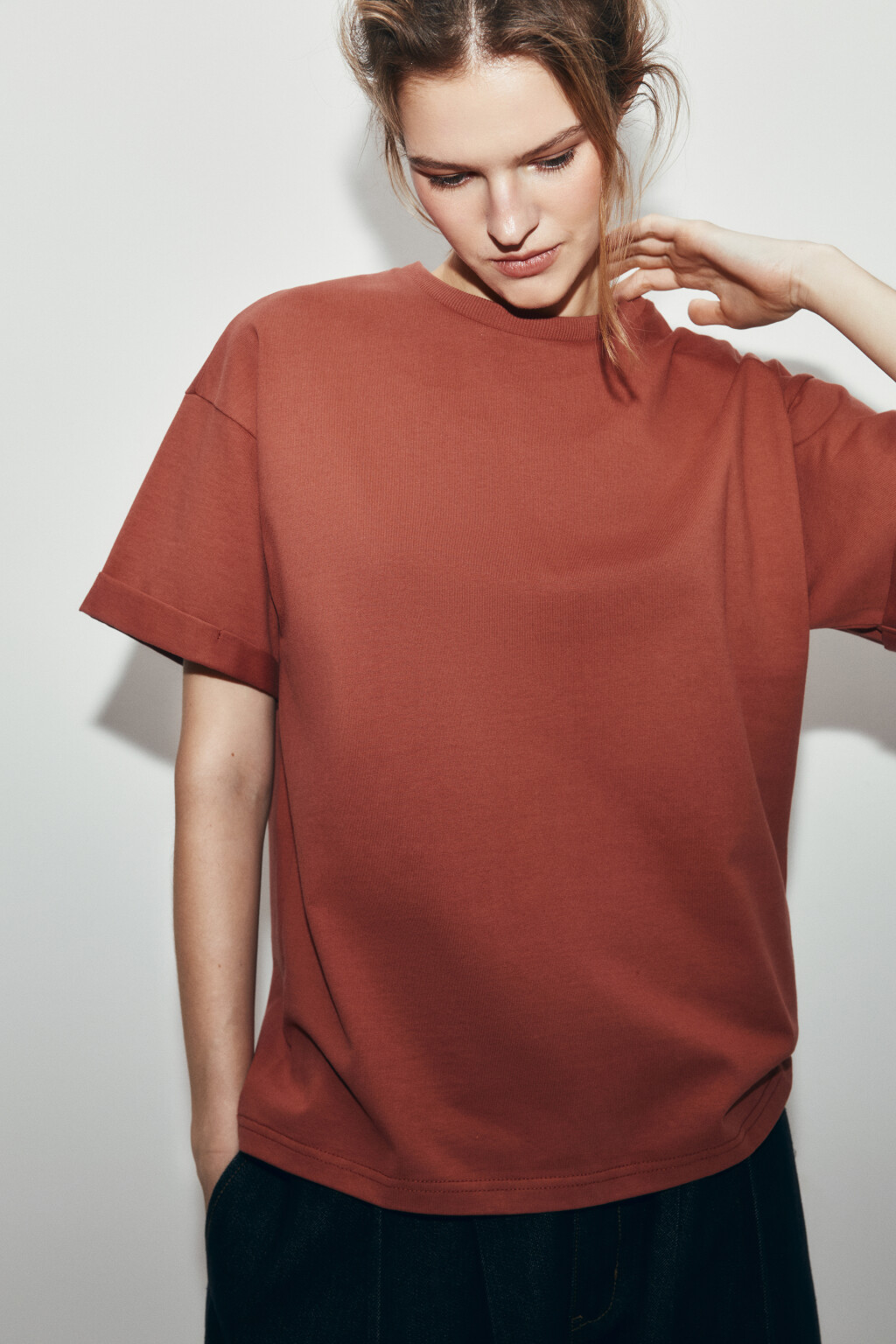 Футболка свободная хлопковая - цвет красный - 5