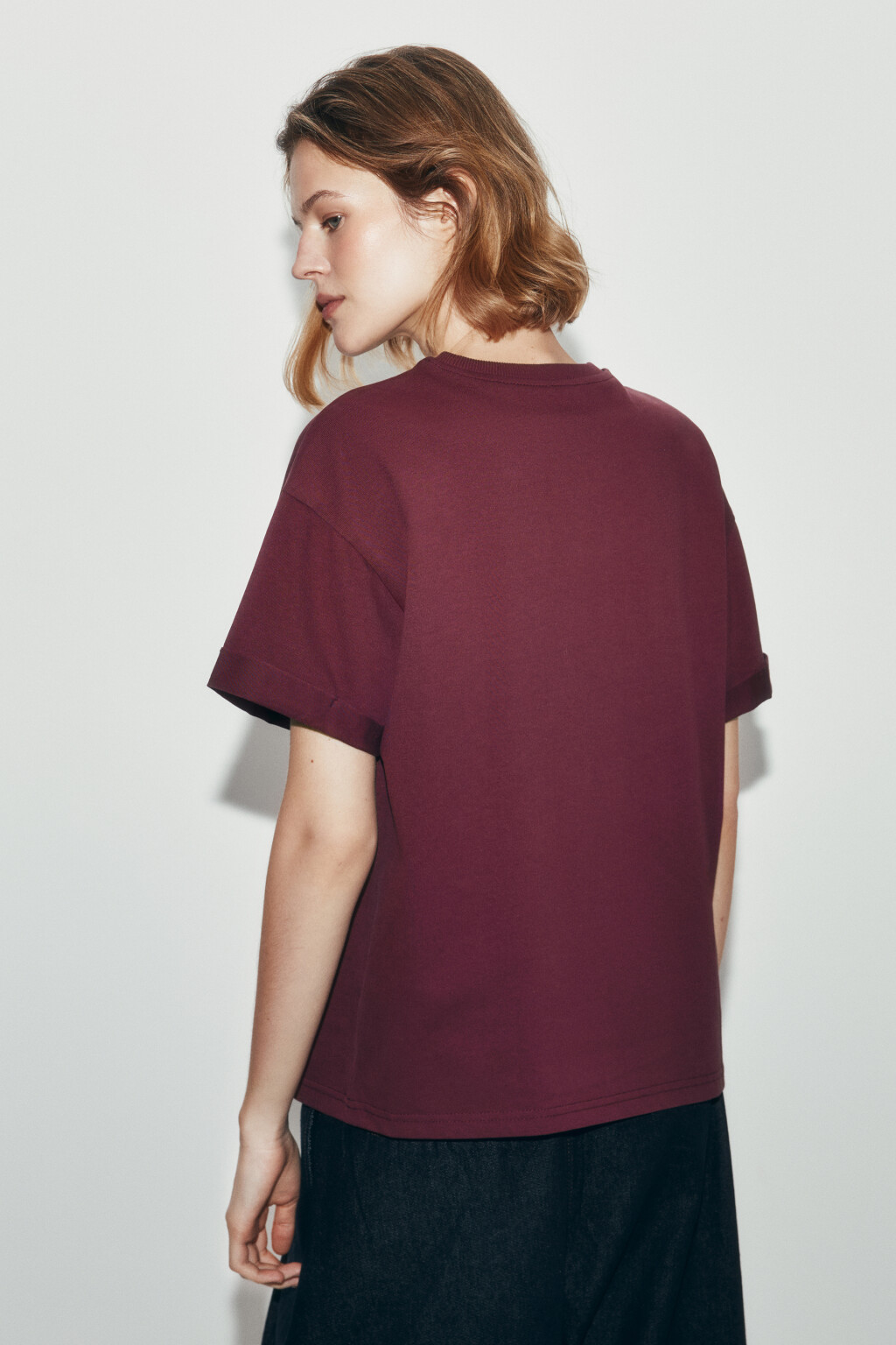 Футболка свободная хлопковая - цвет бордовый - 3