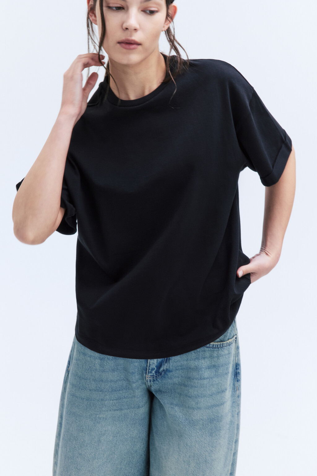 Футболка TLOOSE свободная хлопковая - цвет черный - 1