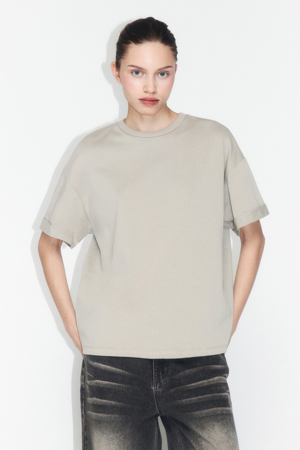 Футболка TLOOSE свободная хлопковая - цвет серый - 2