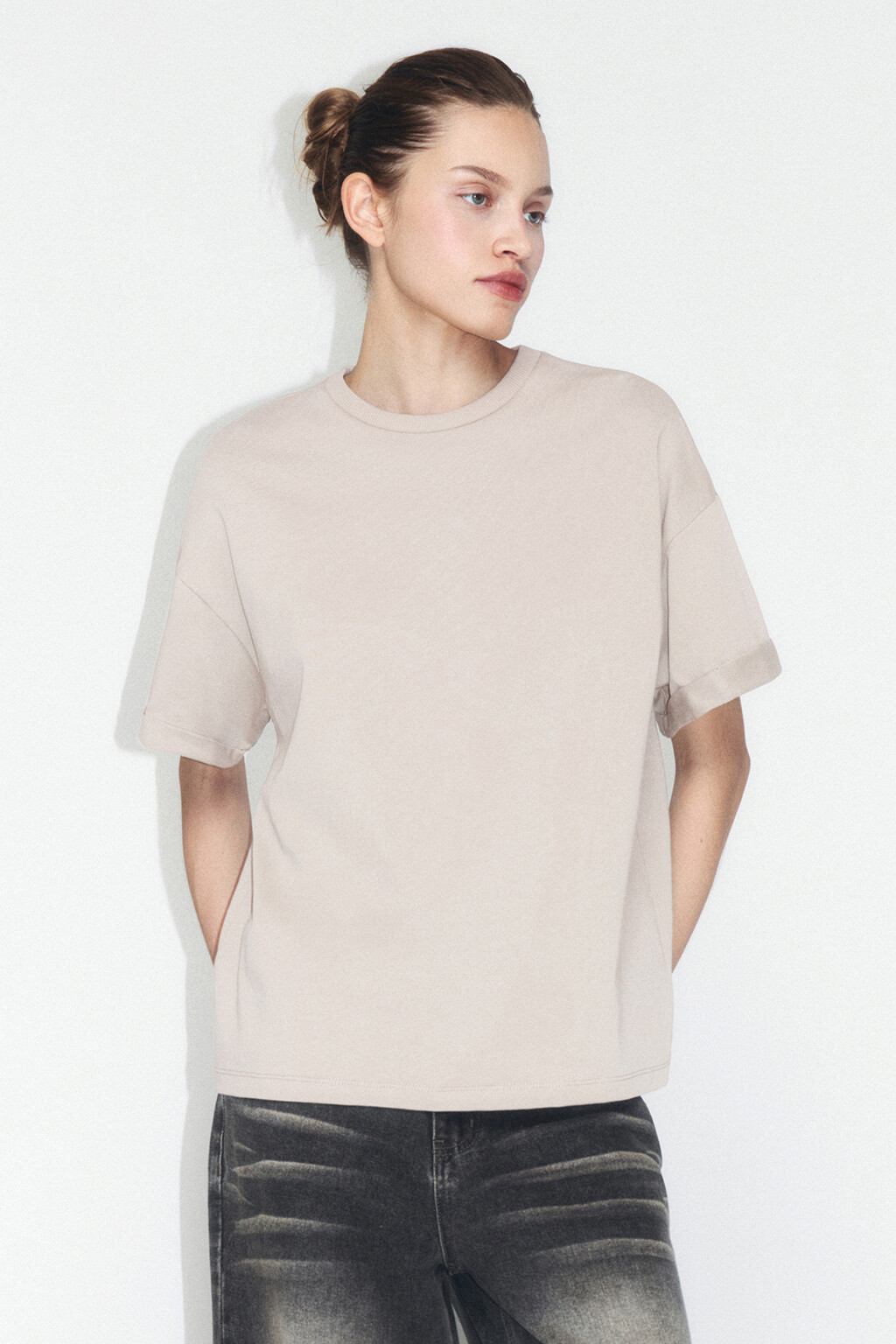 Футболка TLOOSE свободная хлопковая - цвет бежевый - 1