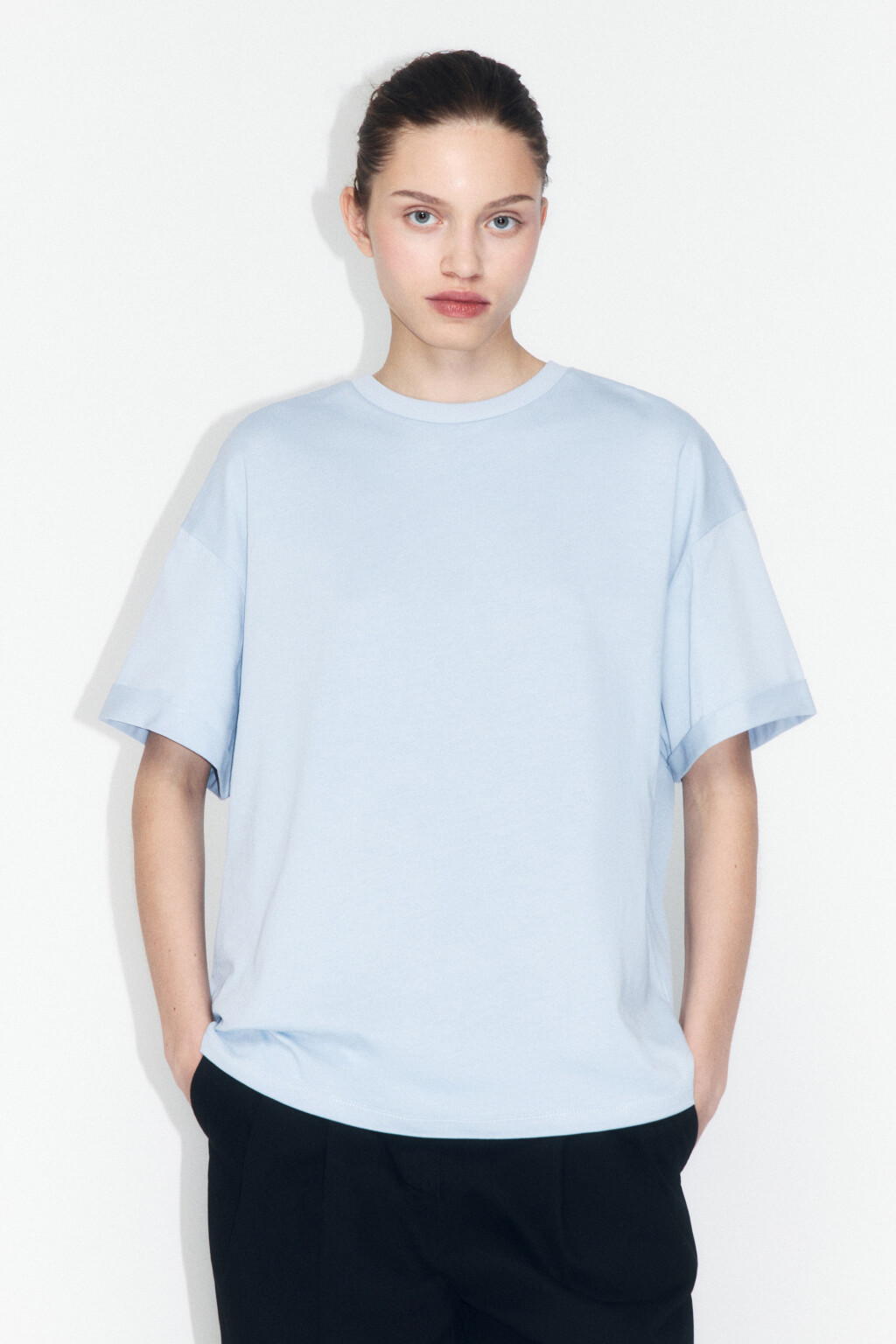 Футболка TLOOSE свободная хлопковая - цвет голубой - 2