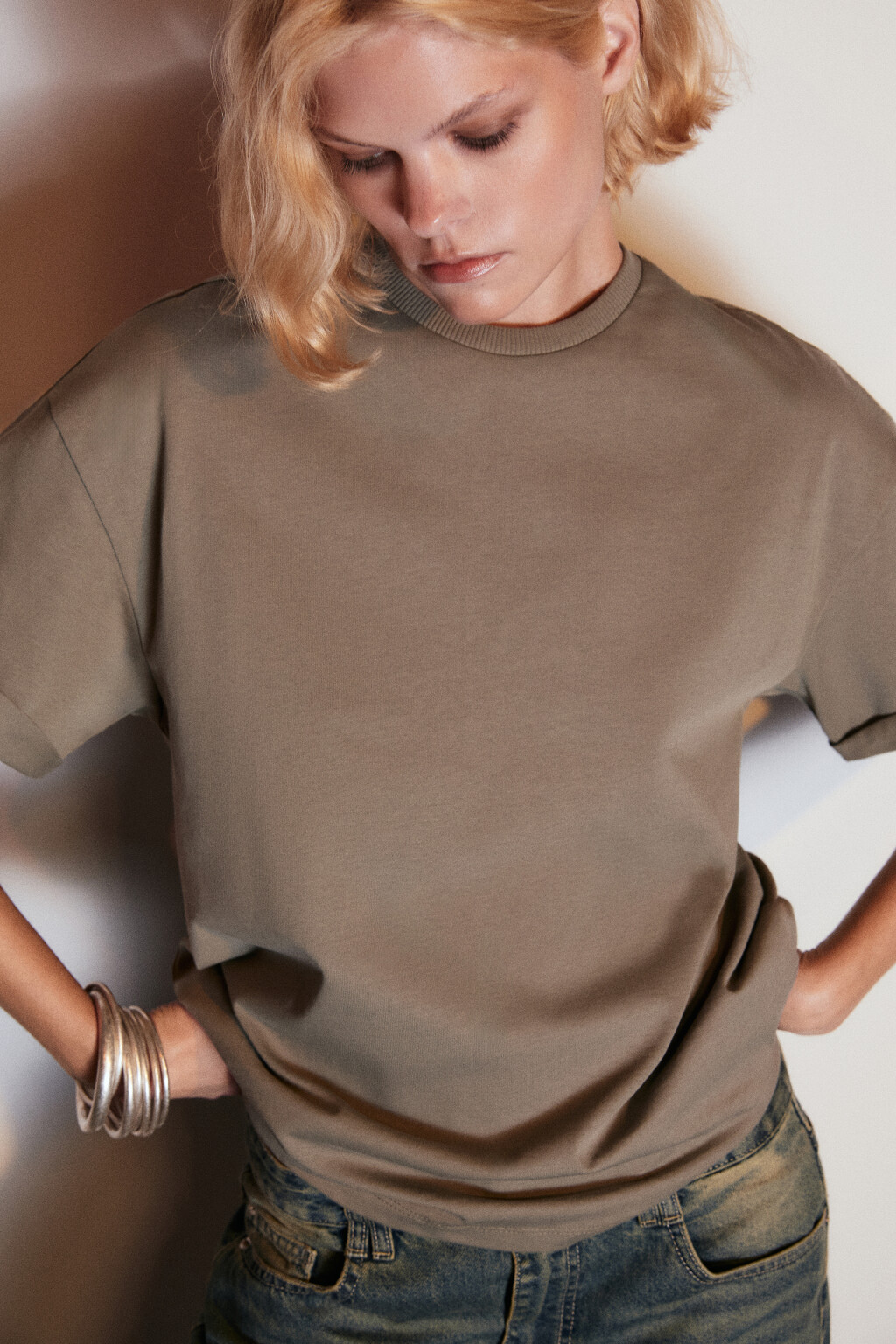 Футболка TLOOSE свободная хлопковая - цвет зеленый - 1