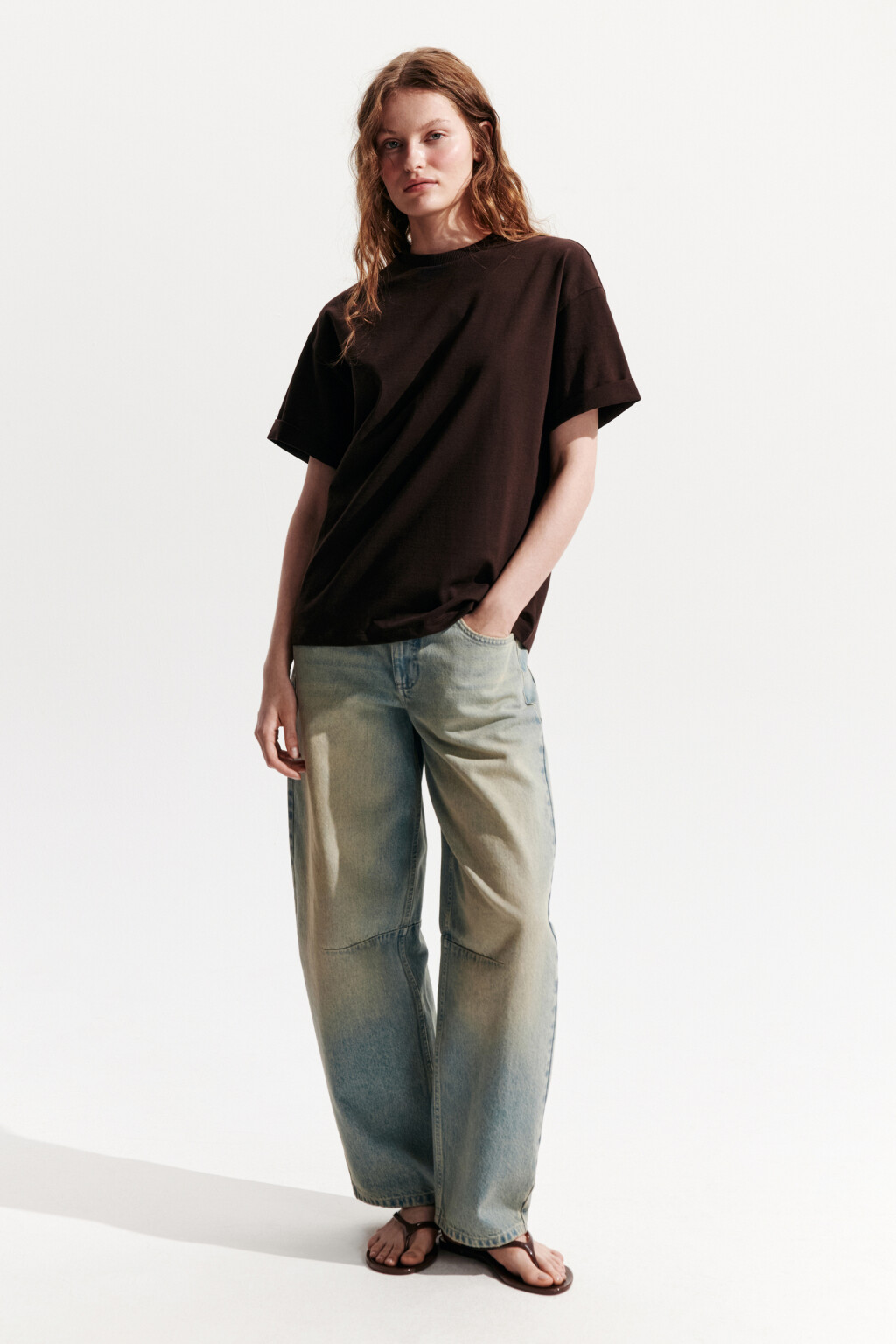 Футболка TLOOSE свободная хлопковая - цвет коричневый - 4