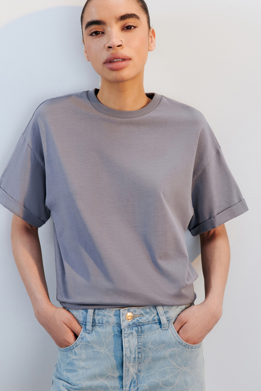 Футболка TLOOSE свободная хлопковая - цвет серый - 1