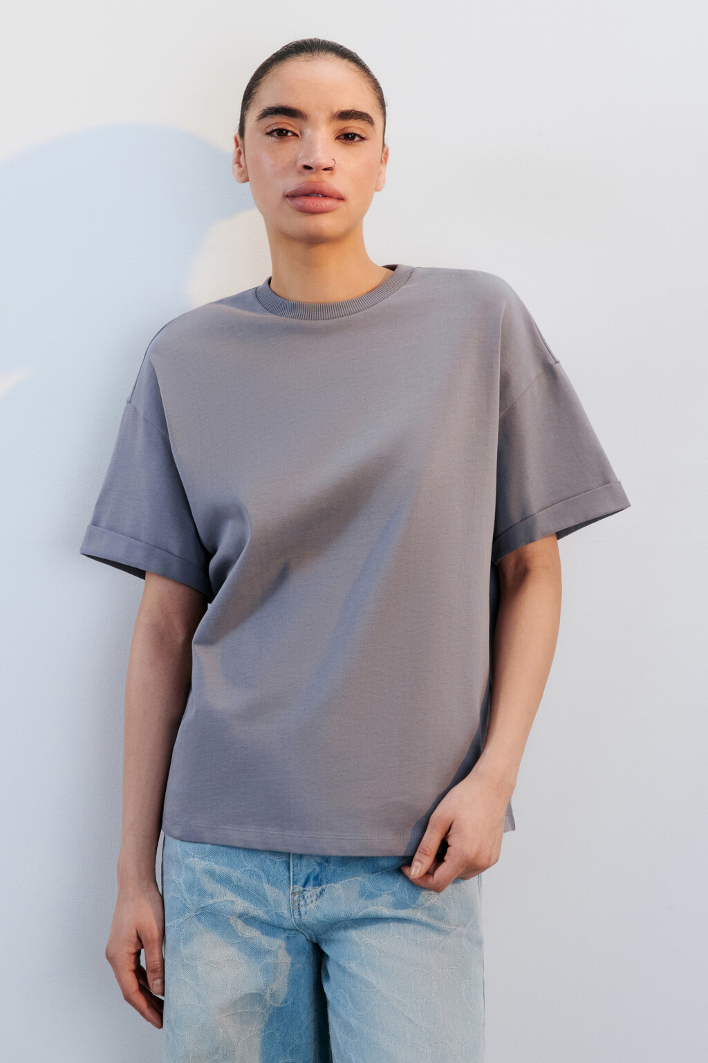 Футболка TLOOSE свободная хлопковая - цвет серый - 2