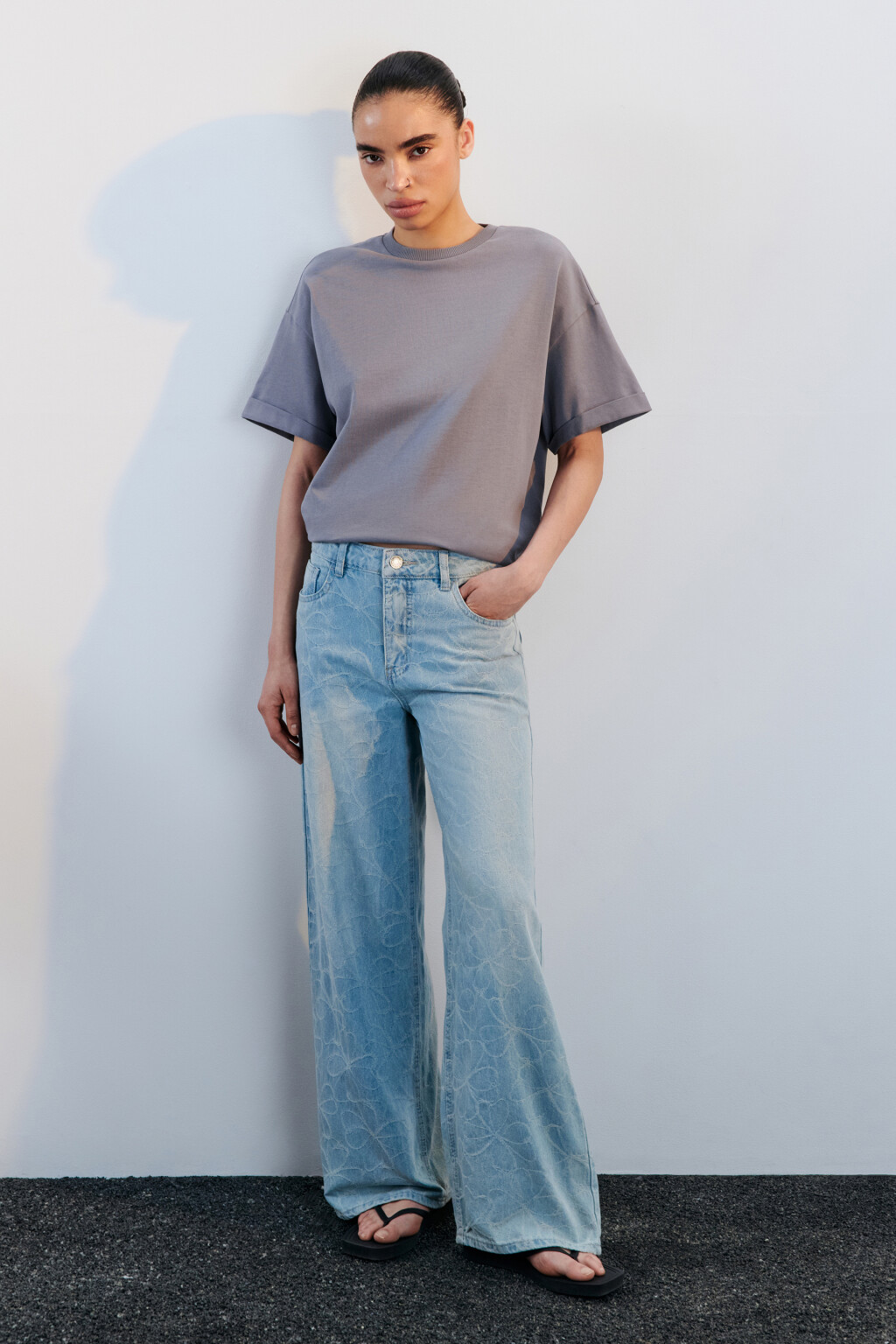 Футболка TLOOSE свободная хлопковая - цвет серый - 4