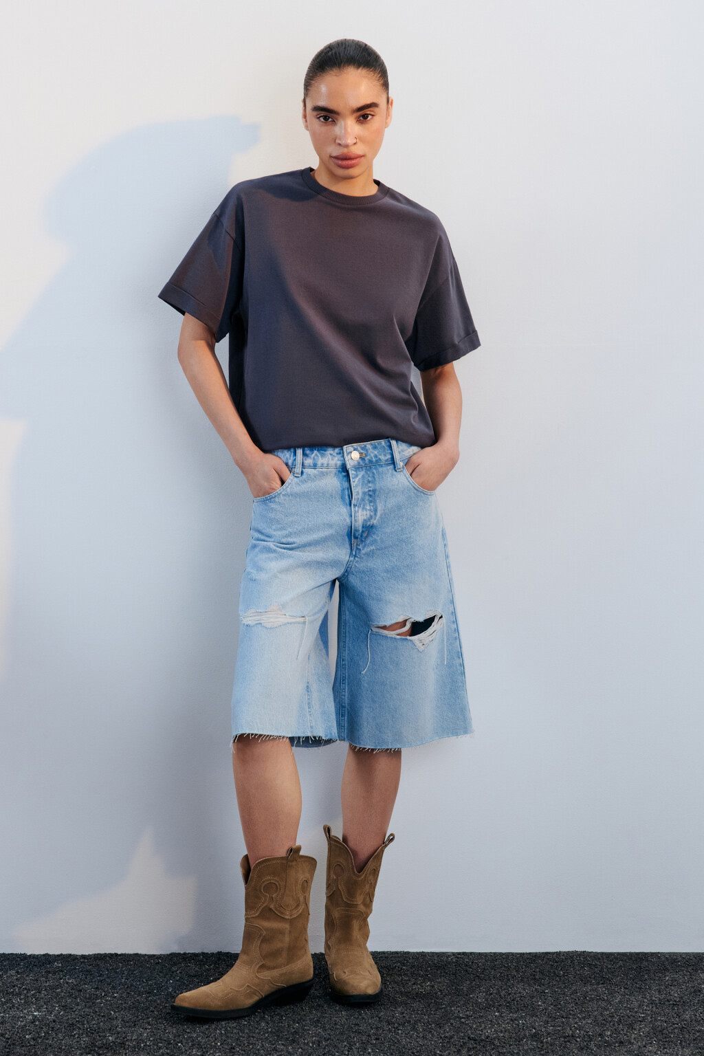 Футболка TLOOSE свободная хлопковая - цвет серый - 4