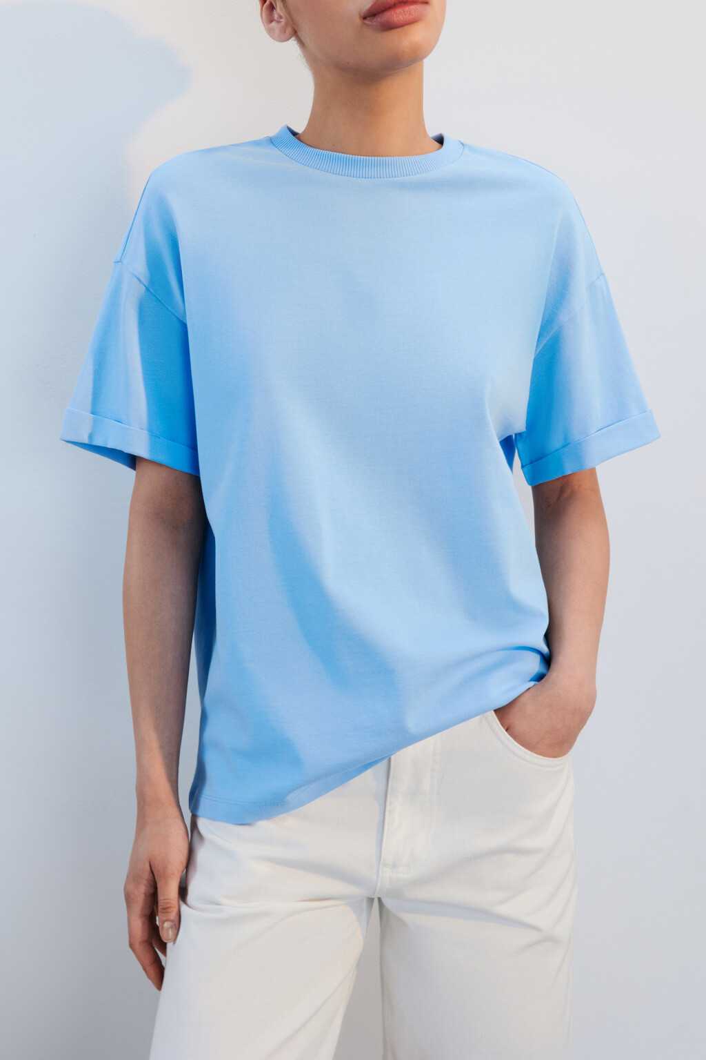 Футболка TLOOSE свободная хлопковая - цвет голубой - 1