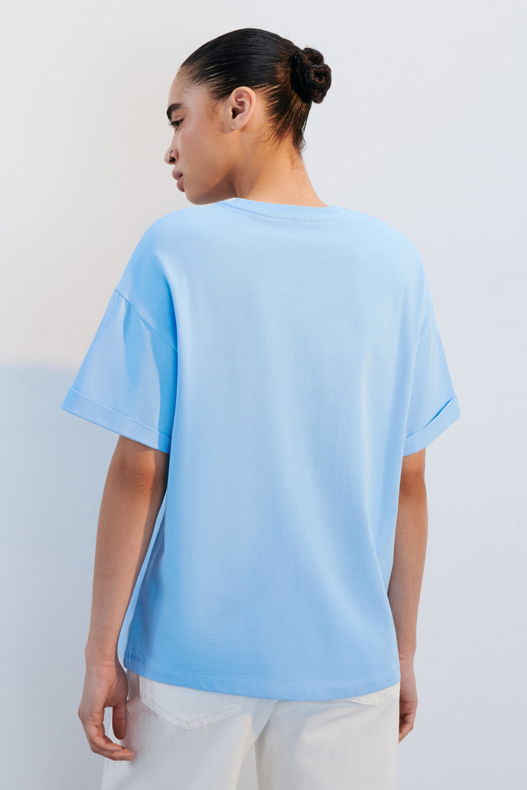 Футболка TLOOSE свободная хлопковая - цвет голубой - 3