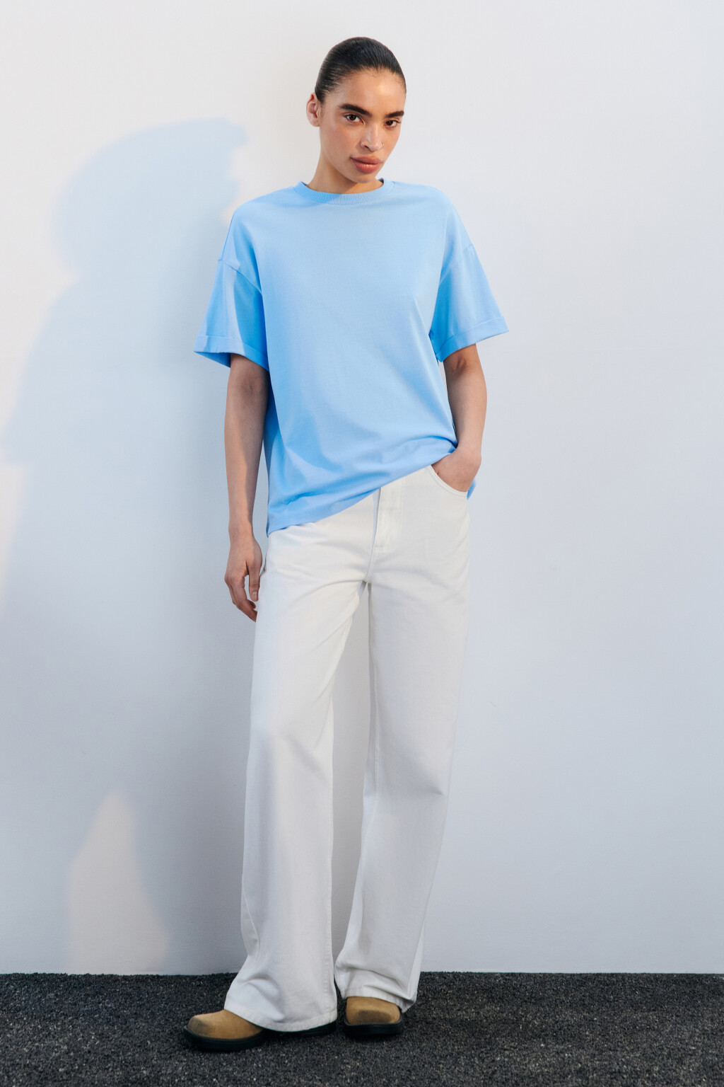 Футболка TLOOSE свободная хлопковая - цвет голубой - 4