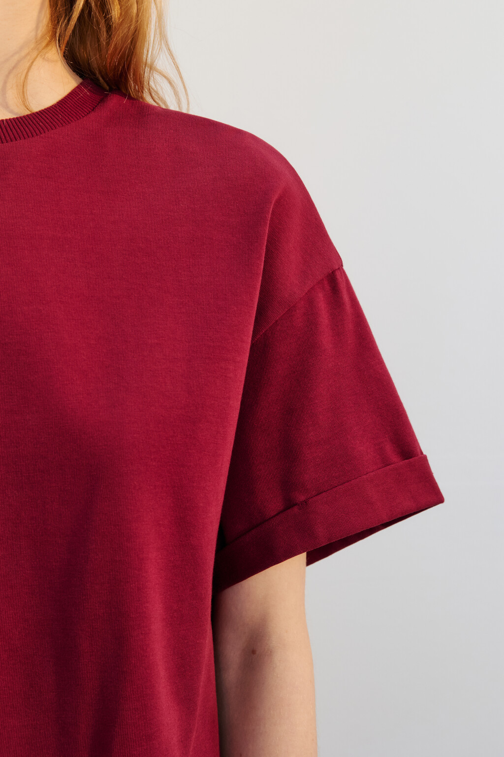 Футболка TLOOSE свободная хлопковая - цвет бордовый - 6