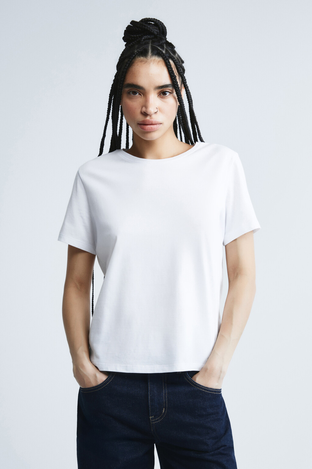 Футболка базовая из хлопка - цвет белый - 2