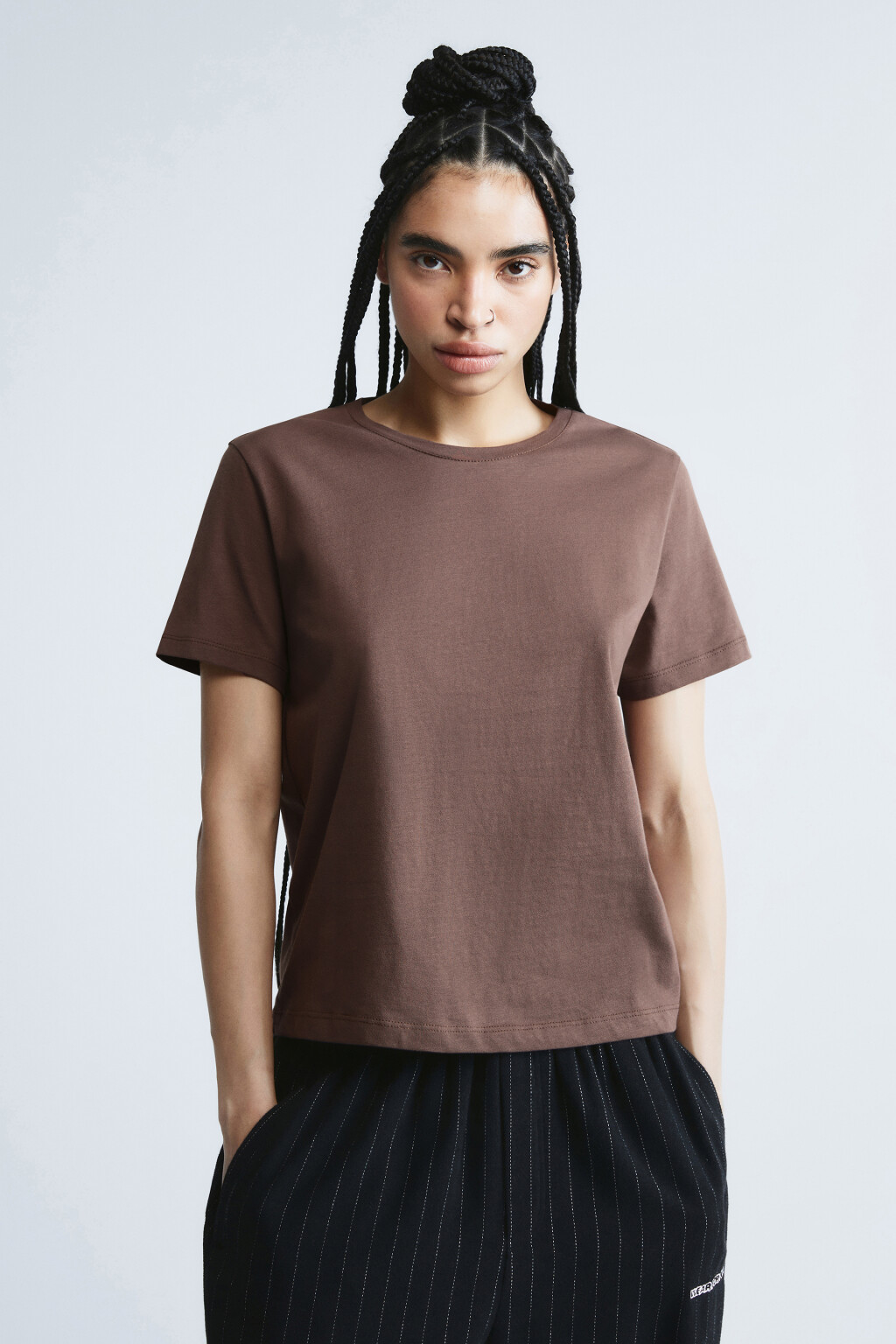 Футболка прямая базовая из хлопка - цвет бежевый - 2