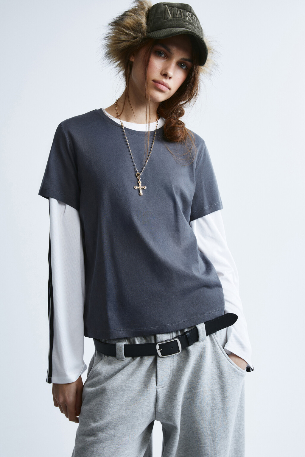 Футболка прямая базовая из хлопка - цвет серый - 1