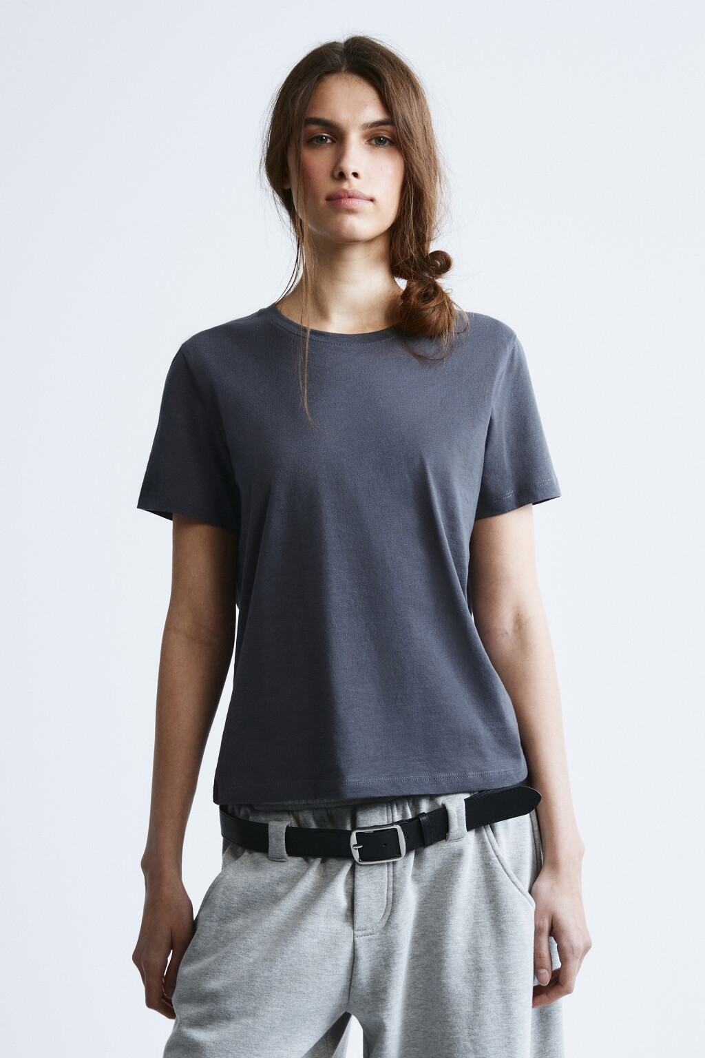 Футболка прямая базовая из хлопка - цвет серый - 2