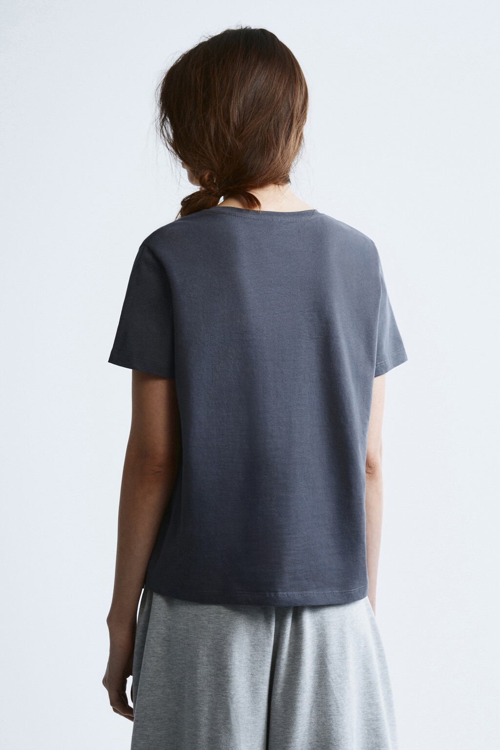 Футболка прямая базовая из хлопка - цвет серый - 3