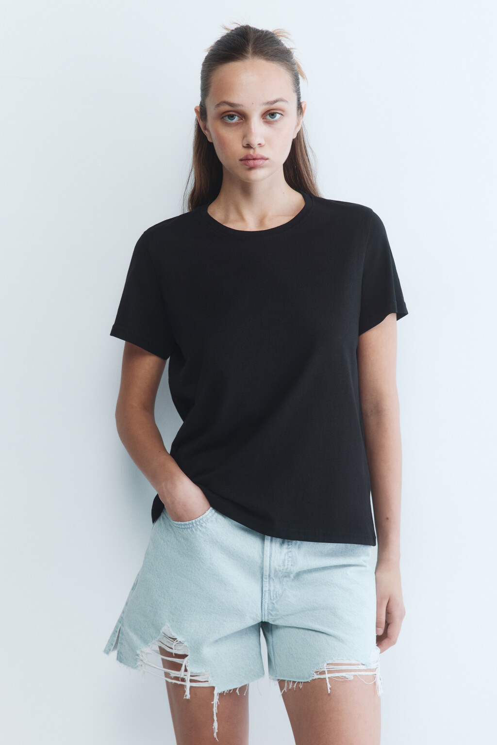 Футболка TSHIRT прямая базовая - цвет черный - 2