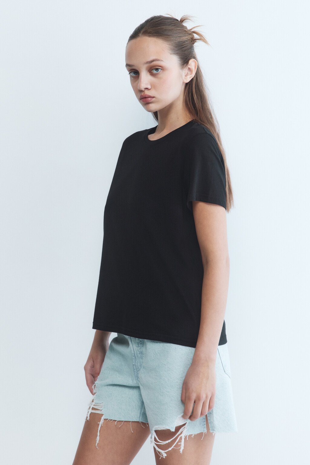 Футболка TSHIRT прямая базовая - цвет черный - 3