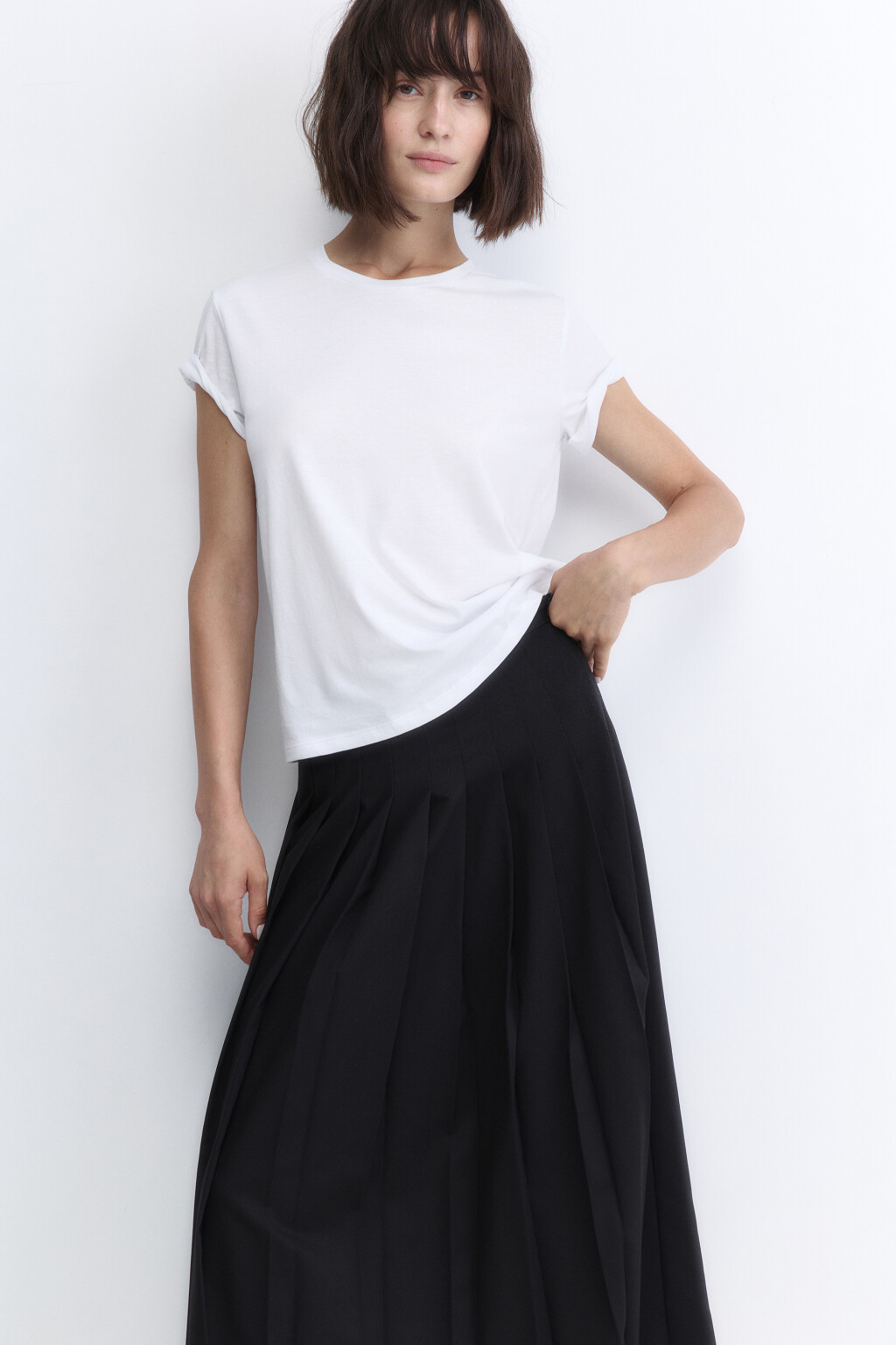 Футболка TSHIRT прямая базовая из хлопка - цвет белый - 1