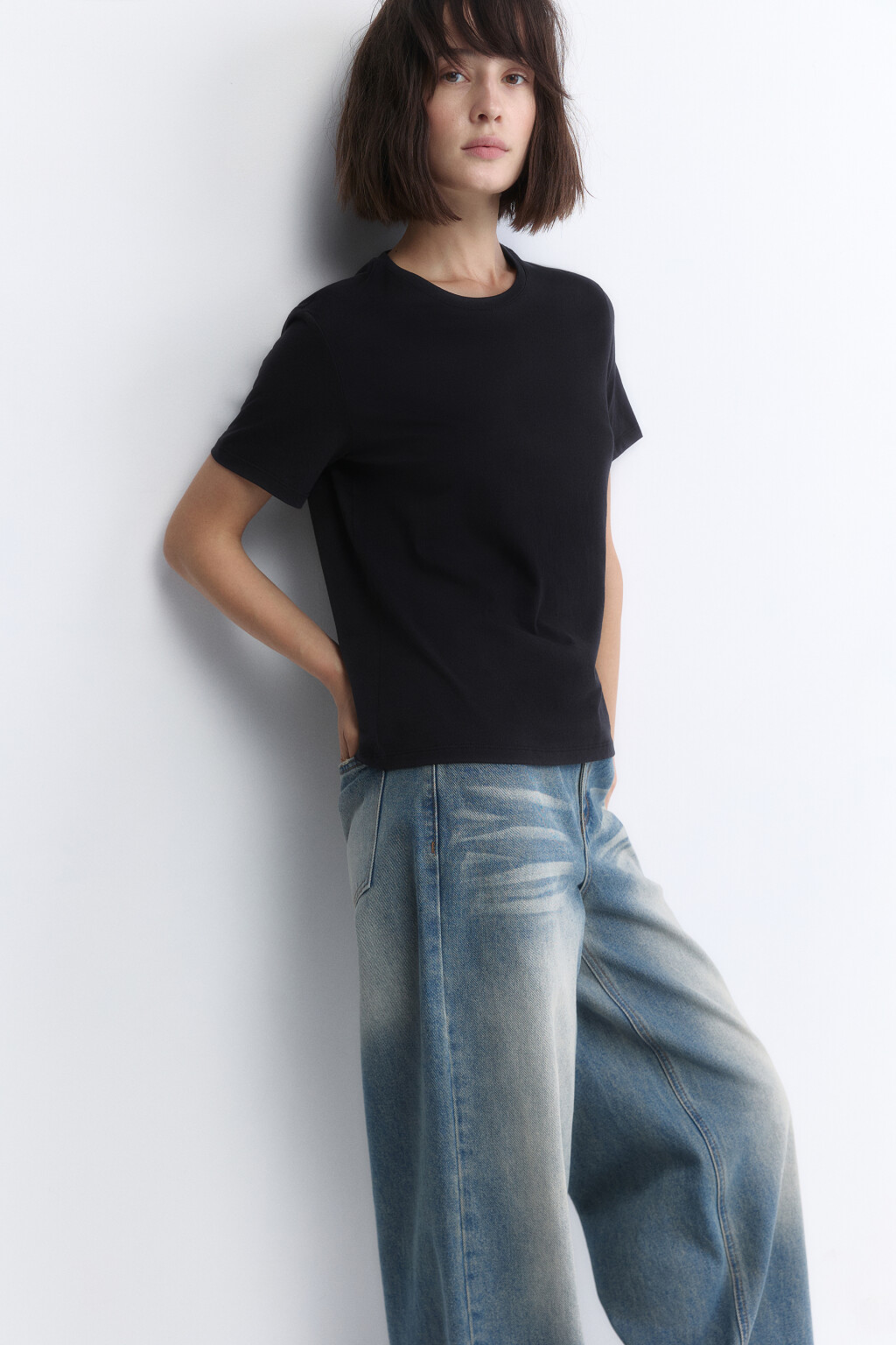 Футболка TSHIRT прямая базовая из хлопка - цвет черный - 1