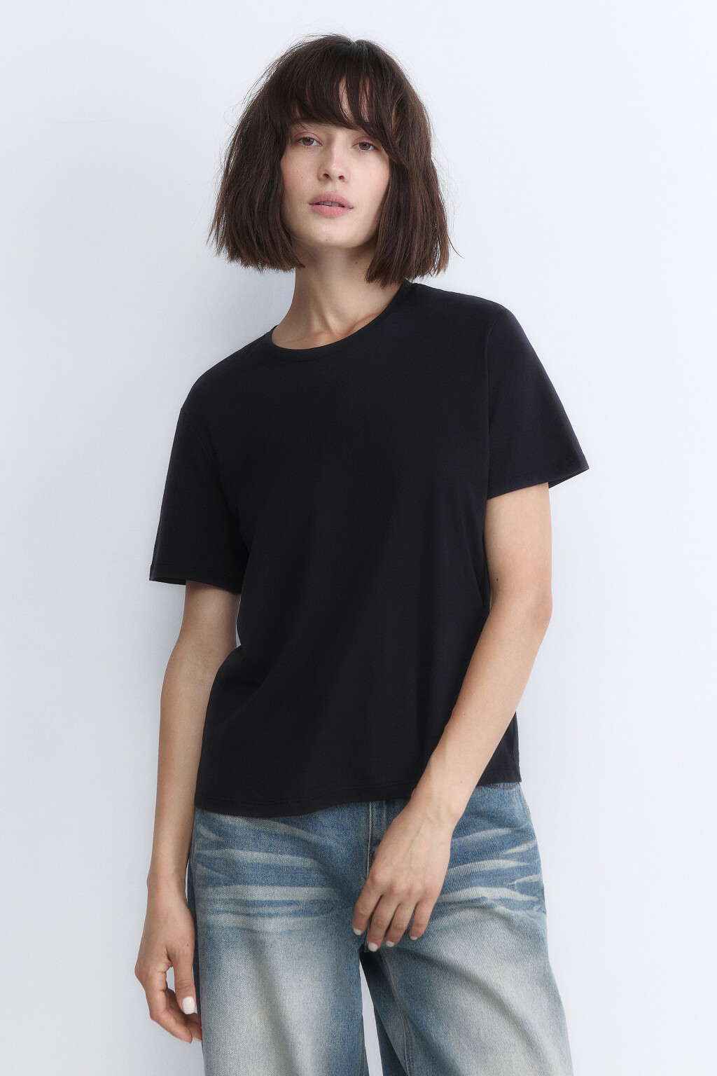 Футболка TSHIRT прямая базовая из хлопка - цвет черный - 2