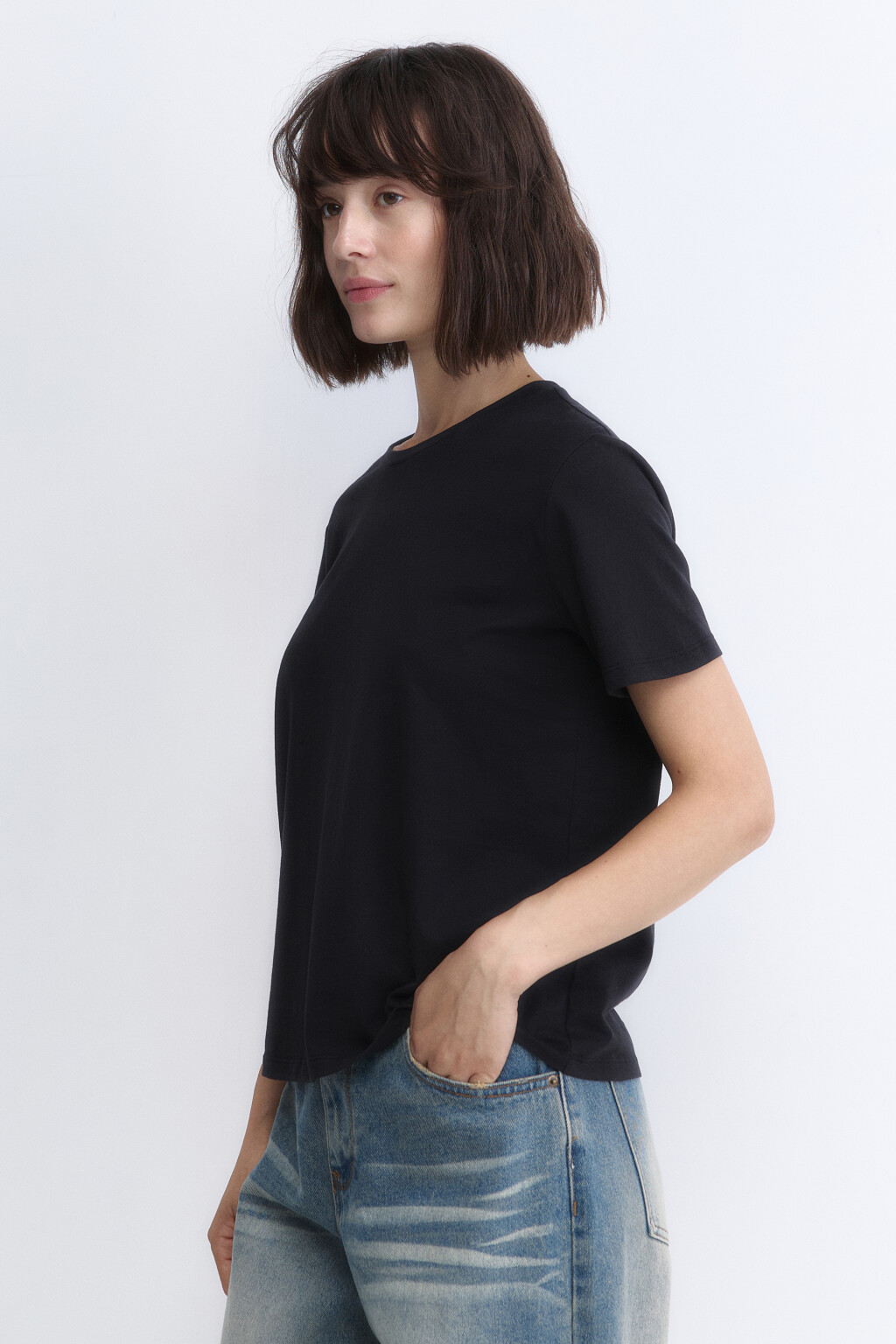 Футболка TSHIRT прямая базовая из хлопка - цвет черный - 3