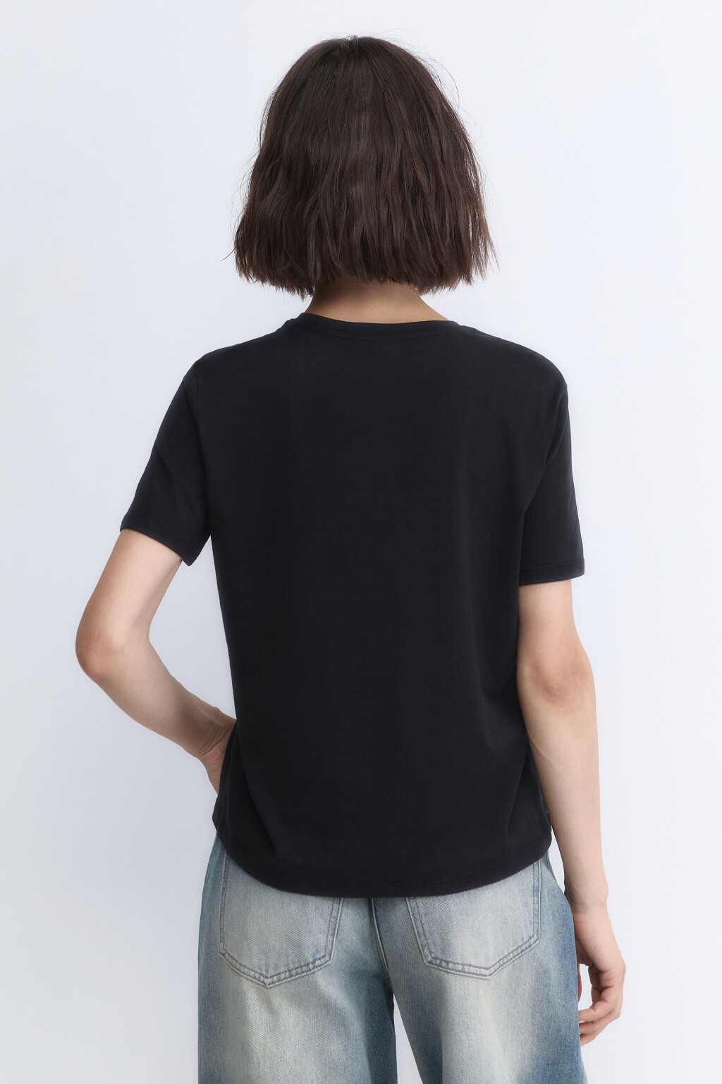 Футболка TSHIRT прямая базовая из хлопка - цвет черный - 4