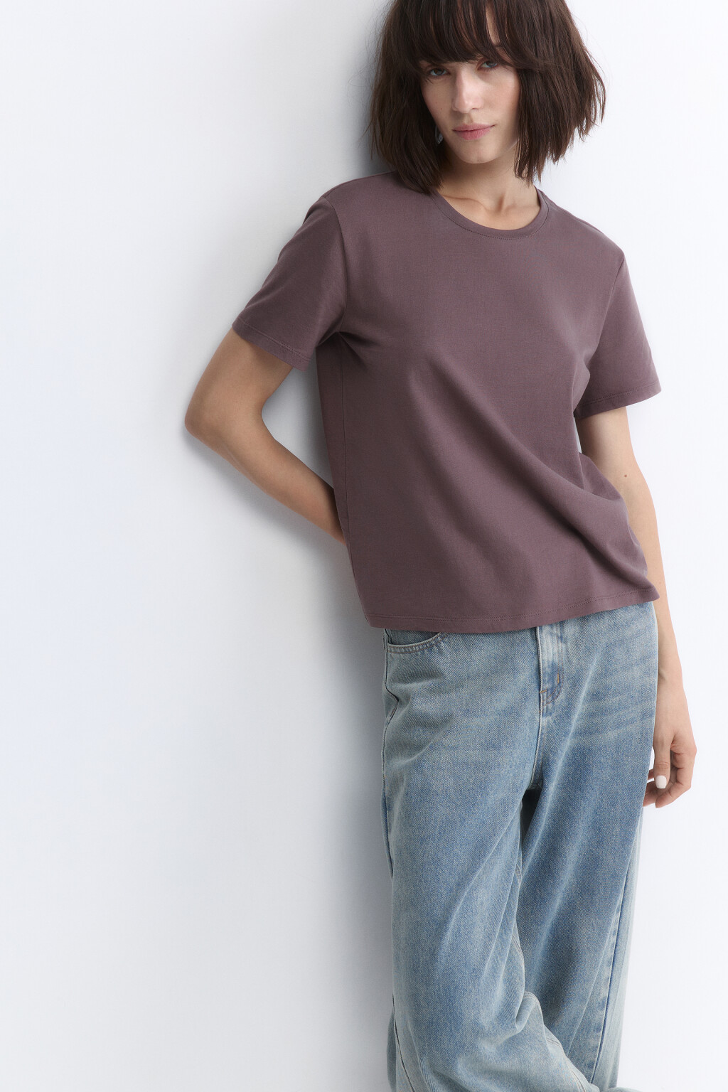 Футболка TSHIRT прямая базовая из хлопка - цвет бежевый - 1