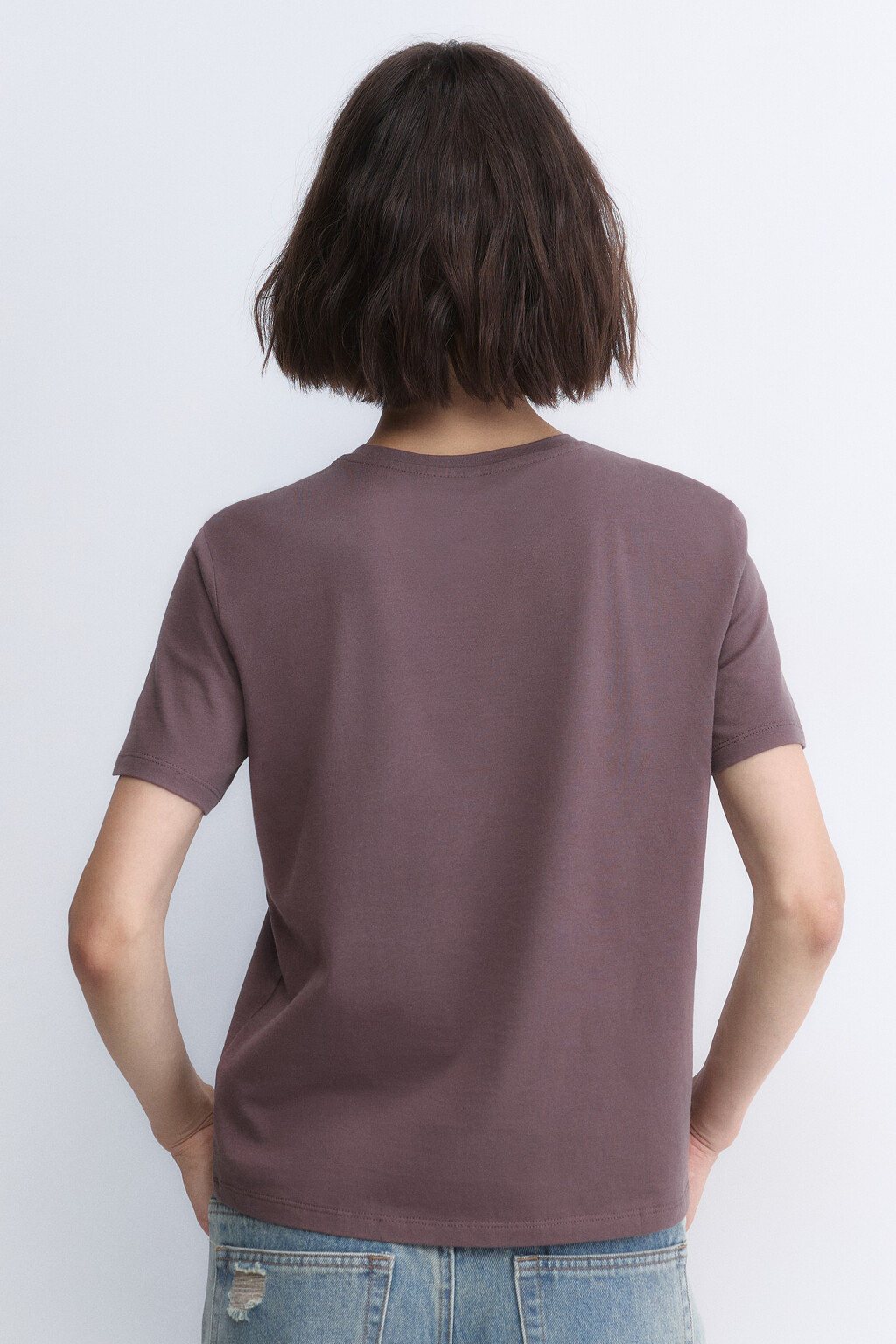 Футболка TSHIRT прямая базовая из хлопка - цвет бежевый - 4