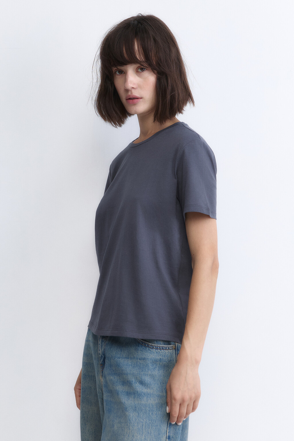 Футболка TSHIRT прямая базовая из хлопка - цвет серый - 3