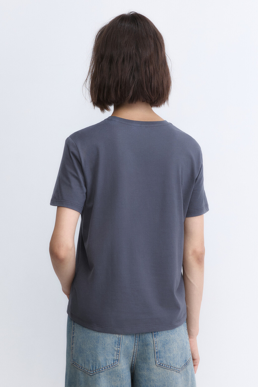 Футболка TSHIRT прямая базовая из хлопка - цвет серый - 4