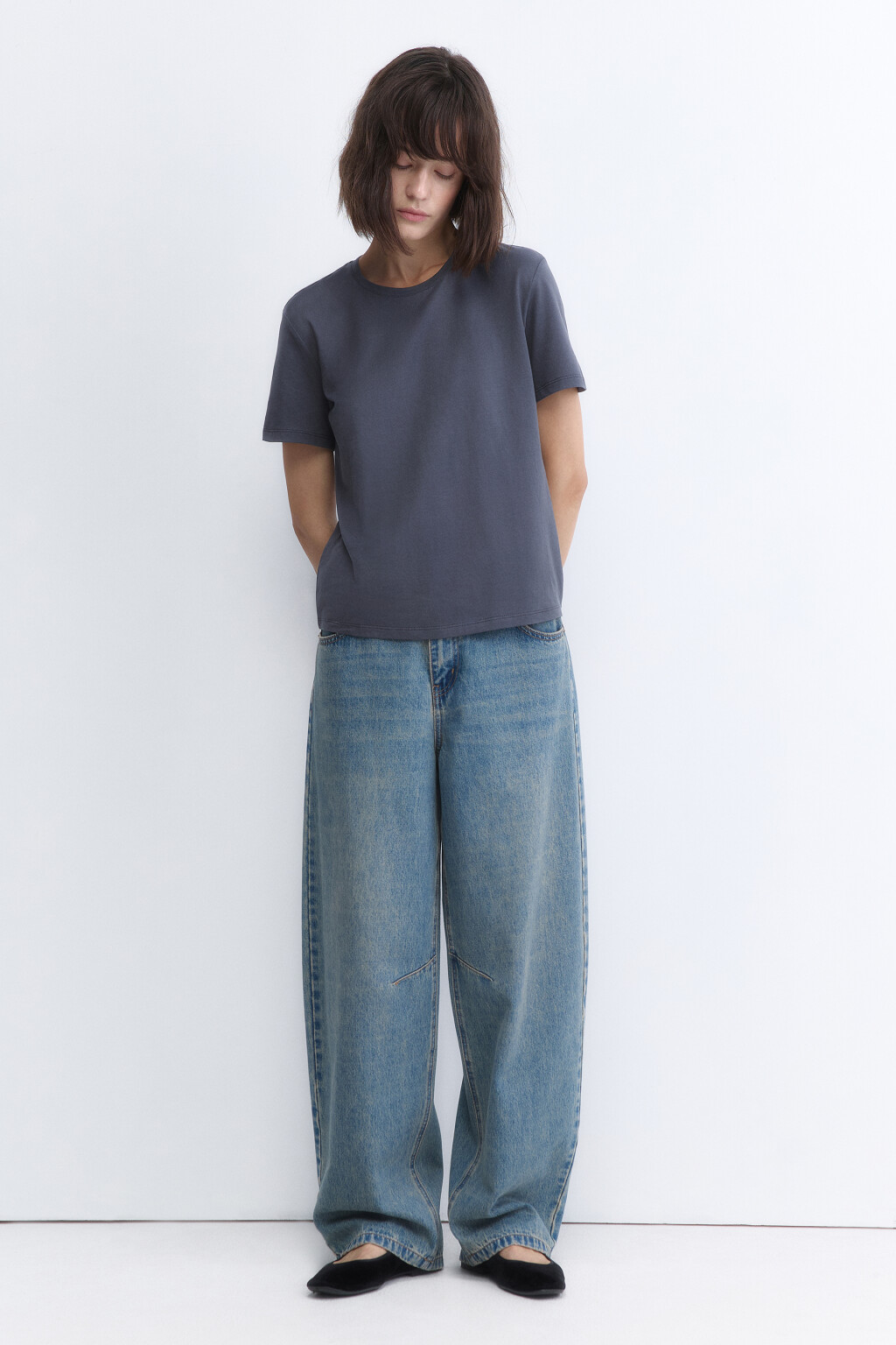 Футболка TSHIRT прямая базовая из хлопка - цвет серый - 5