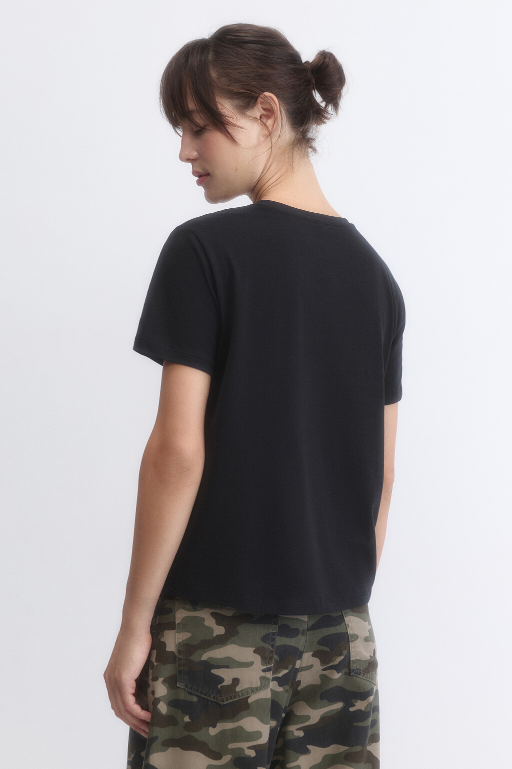 Футболка TSHIRT базовая из хлопка - цвет черный - 4