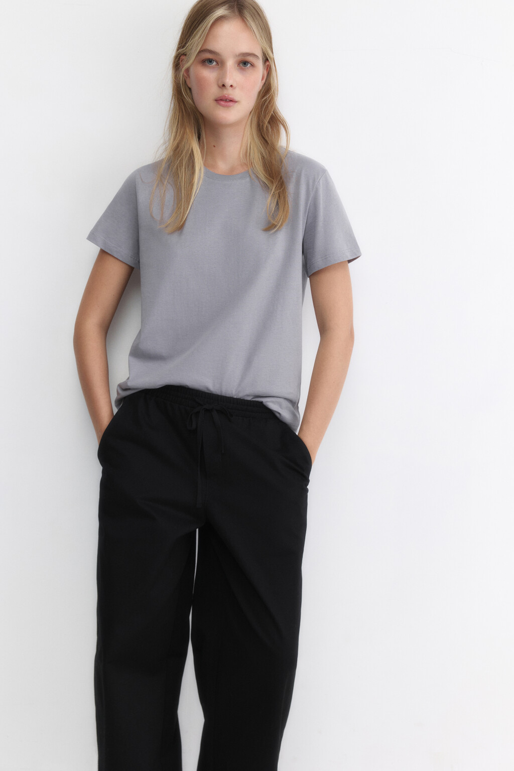 Футболка TSHIRT прямая базовая из хлопка - цвет серый - 1