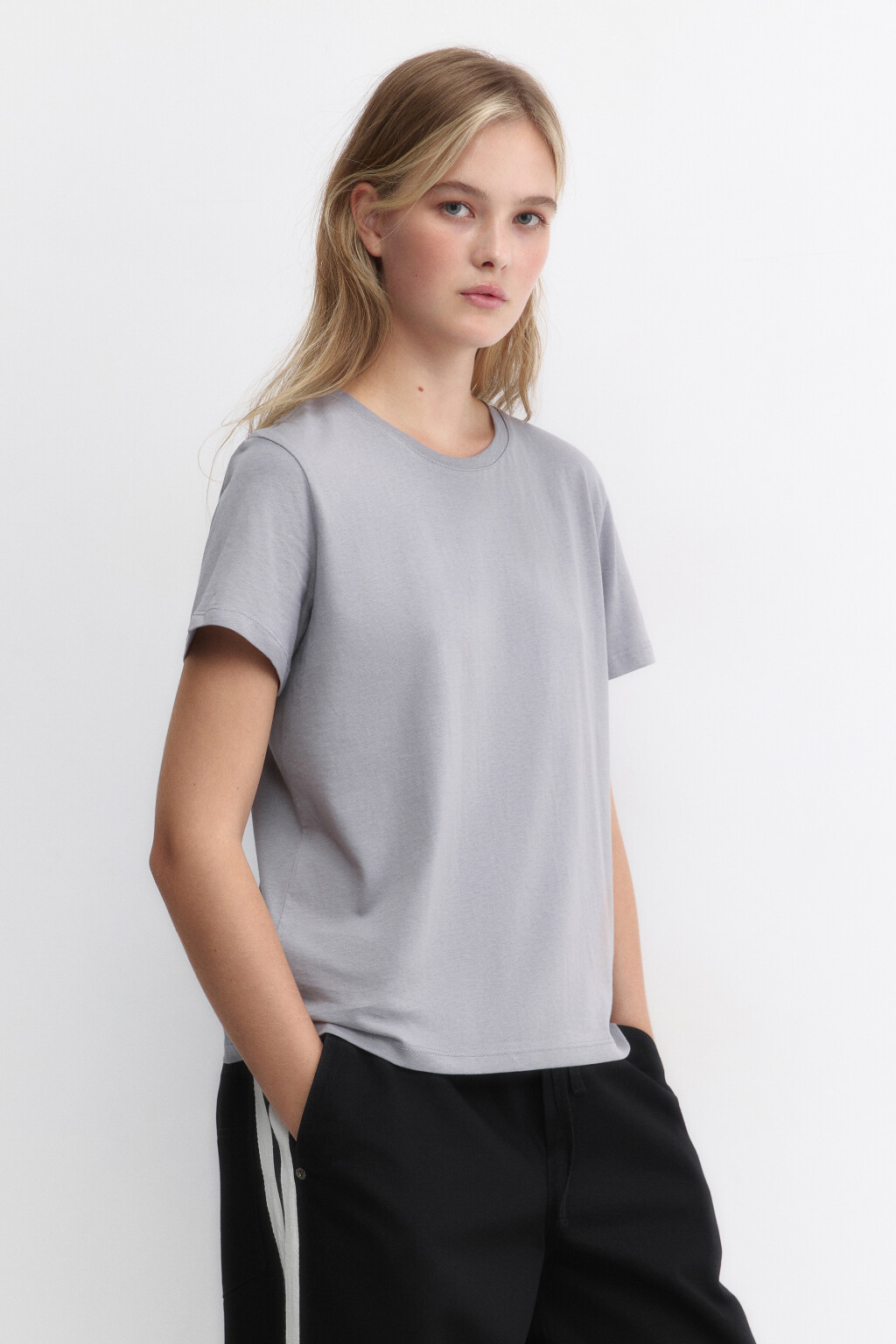 Футболка TSHIRT прямая базовая из хлопка - цвет серый - 3