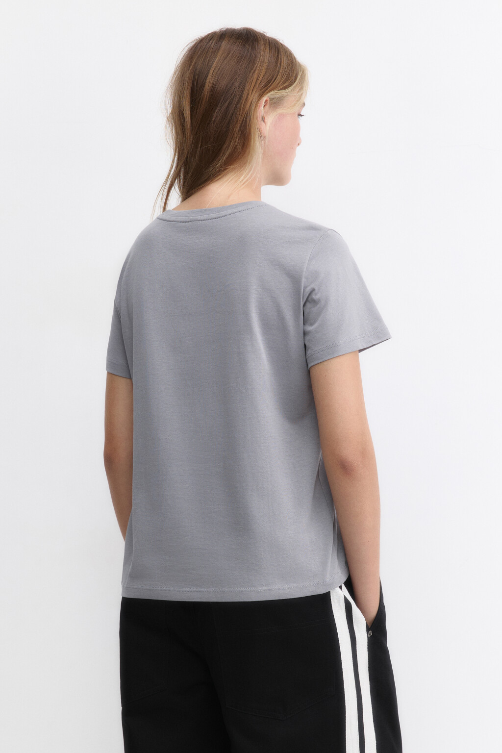 Футболка TSHIRT прямая базовая из хлопка - цвет серый - 4