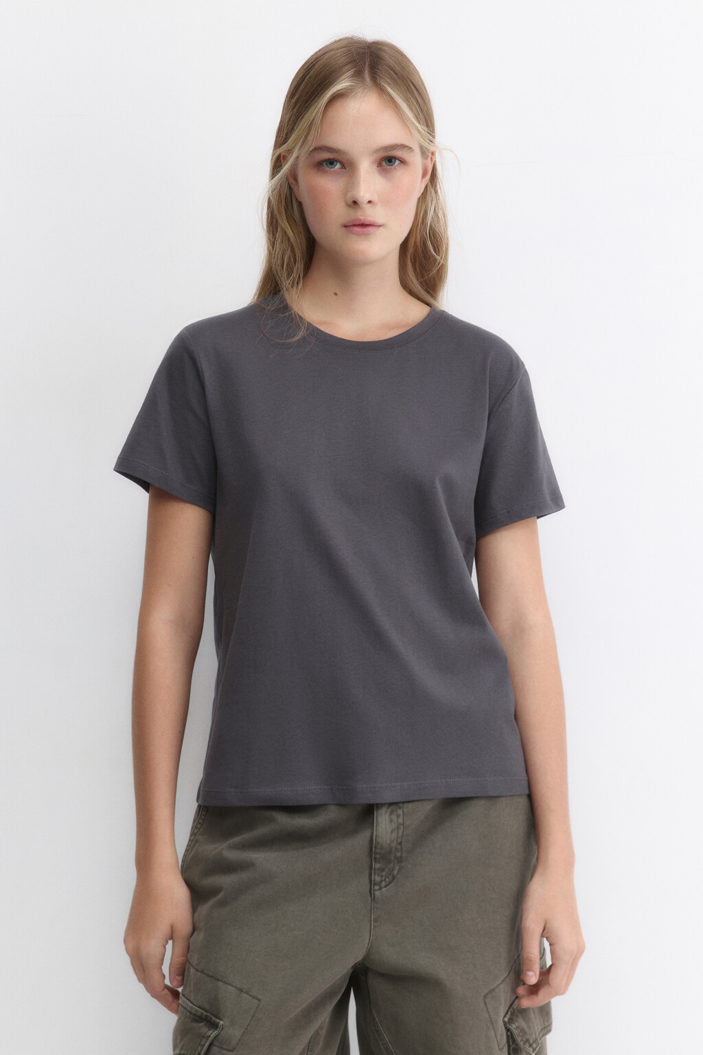 Футболка прямая базовая из хлопка - цвет серый - 2