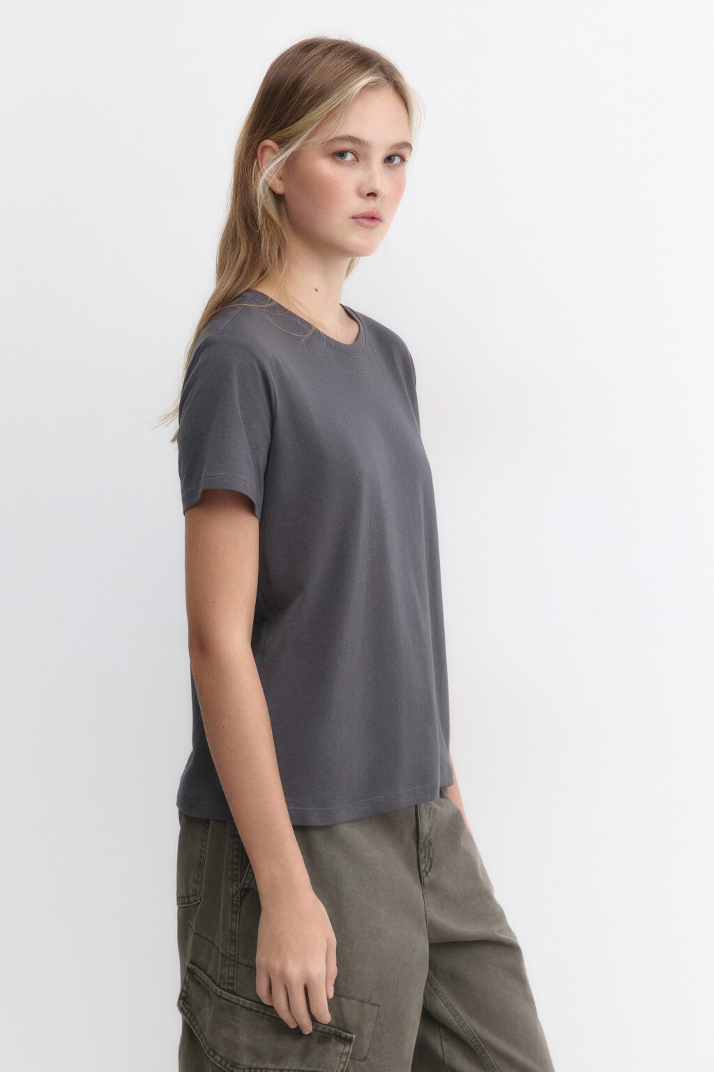 Футболка прямая базовая из хлопка - цвет серый - 3