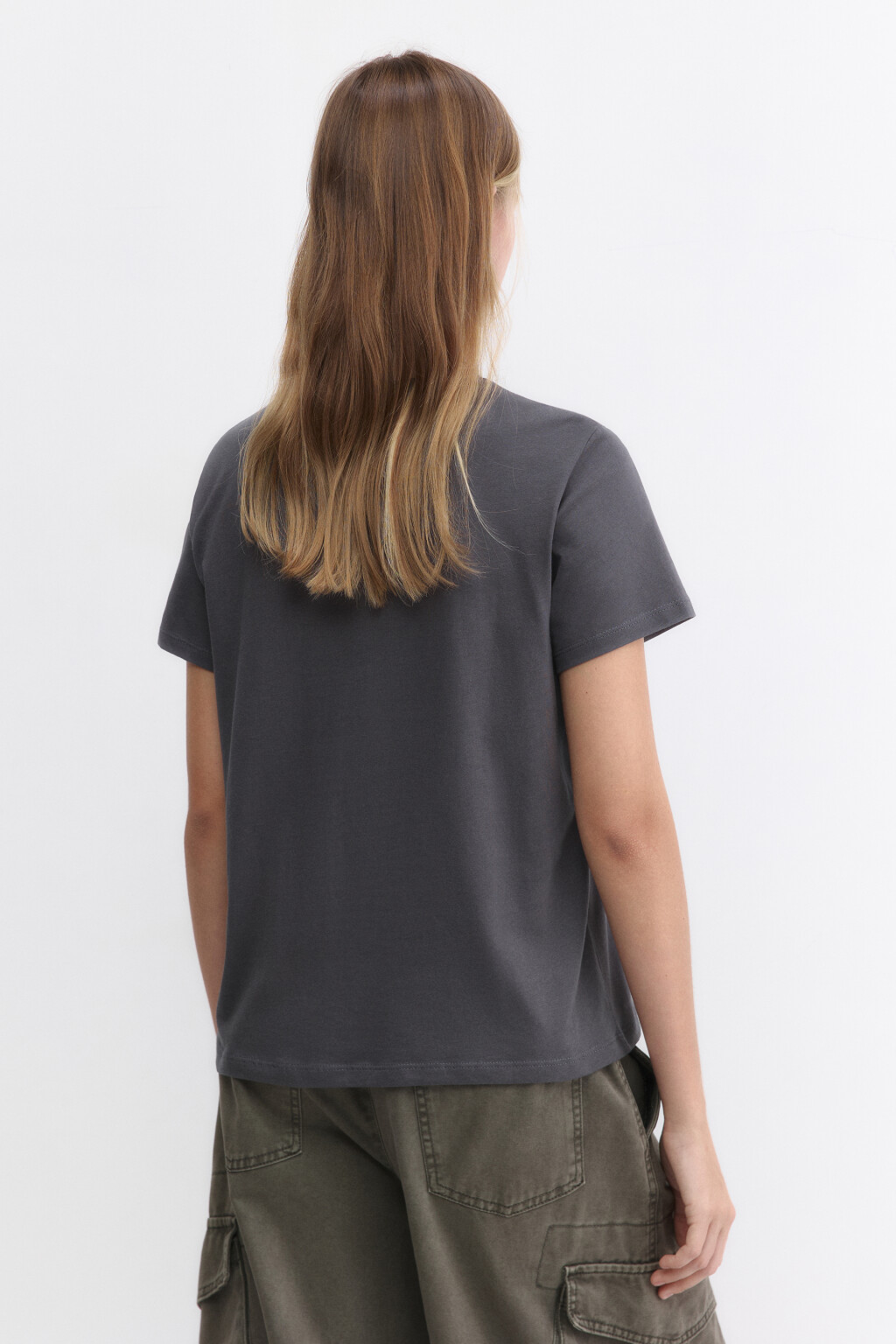 Футболка прямая базовая из хлопка - цвет серый - 4