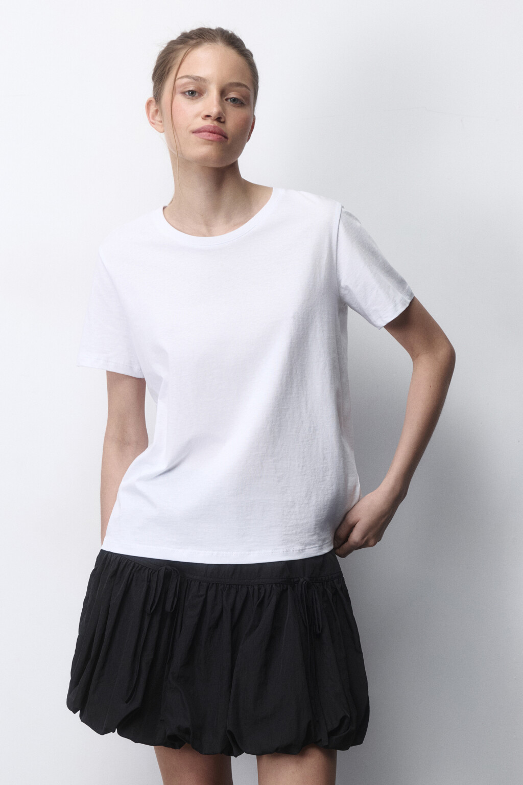 Футболка TSHIRT прямая базовая из хлопка - цвет белый - 2