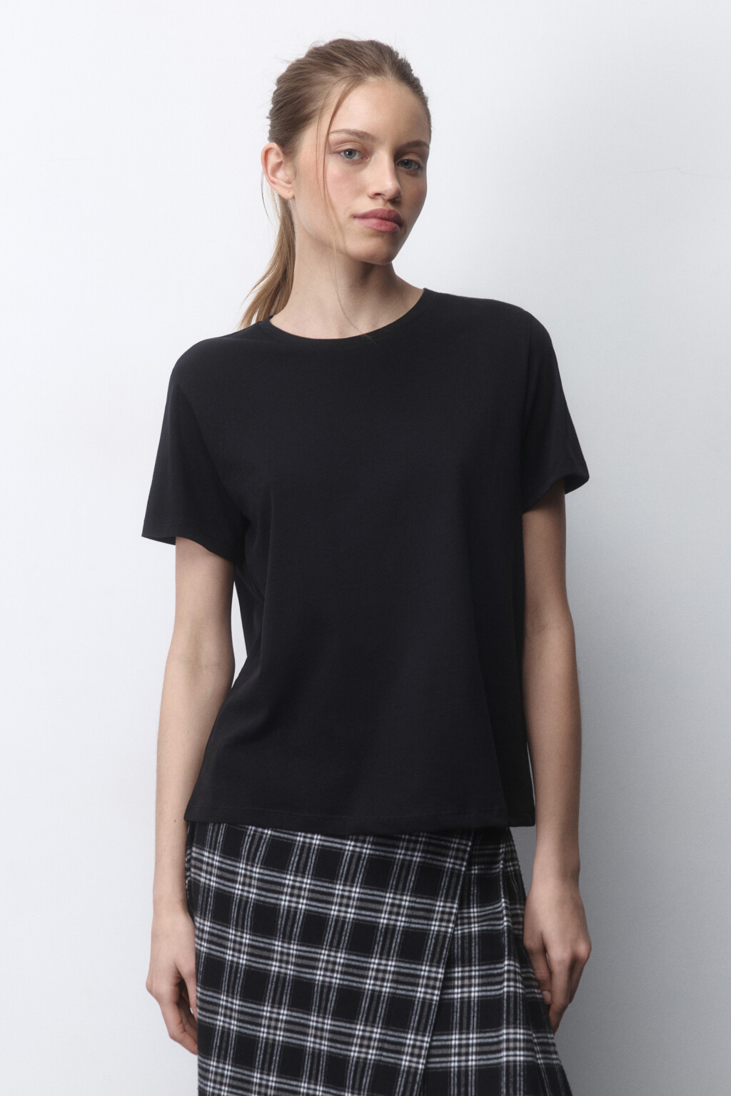 Футболка TSHIRT прямая базовая из хлопка - цвет черный - 2