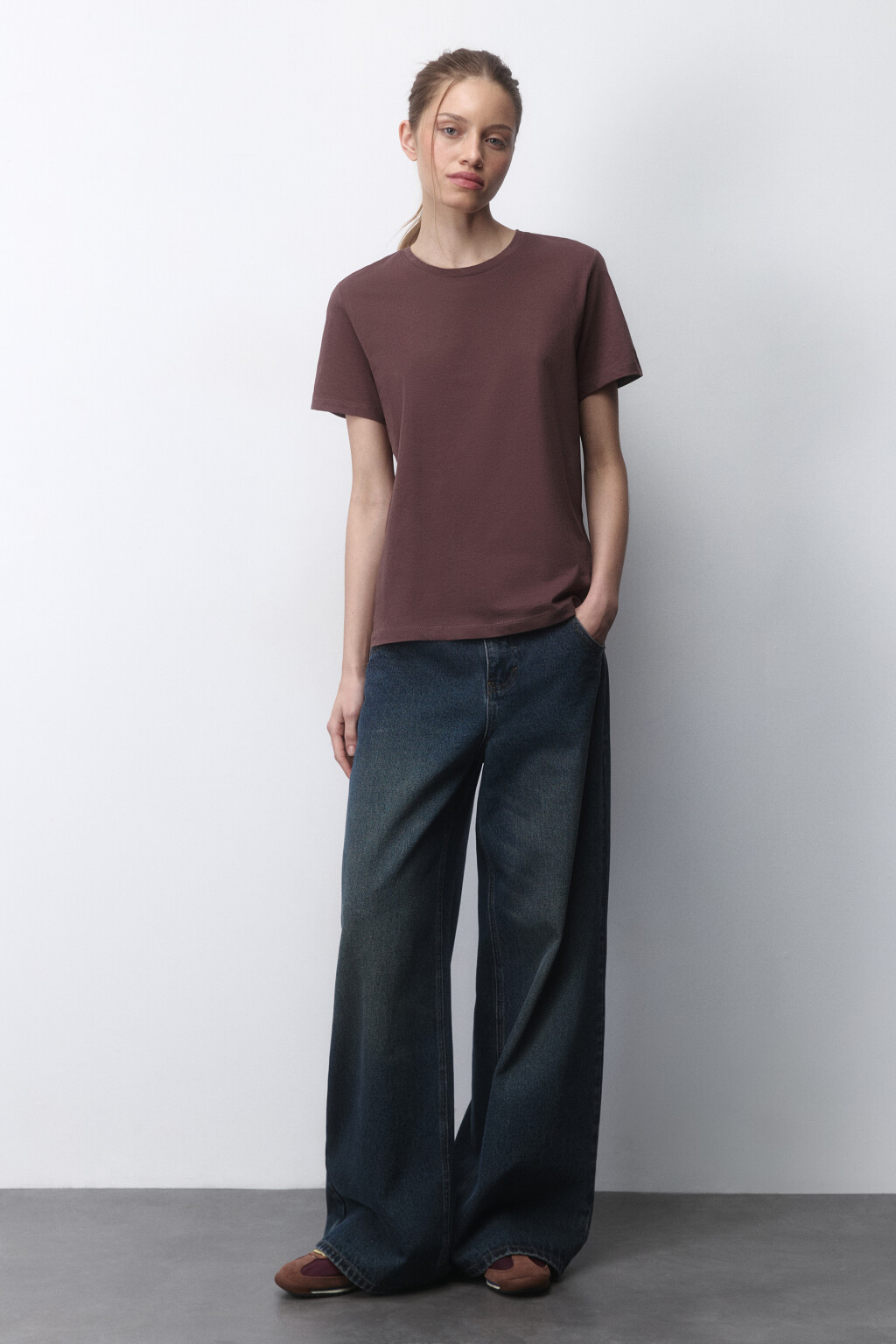 Футболка TSHIRT прямая базовая из хлопка - цвет бежевый - 4