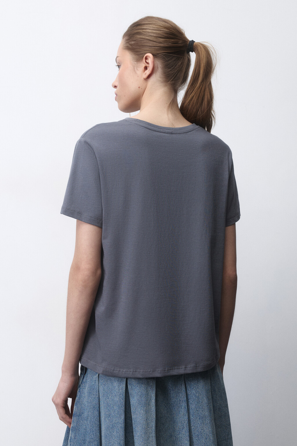 Футболка TSHIRT прямая базовая из хлопка - цвет серый - 3